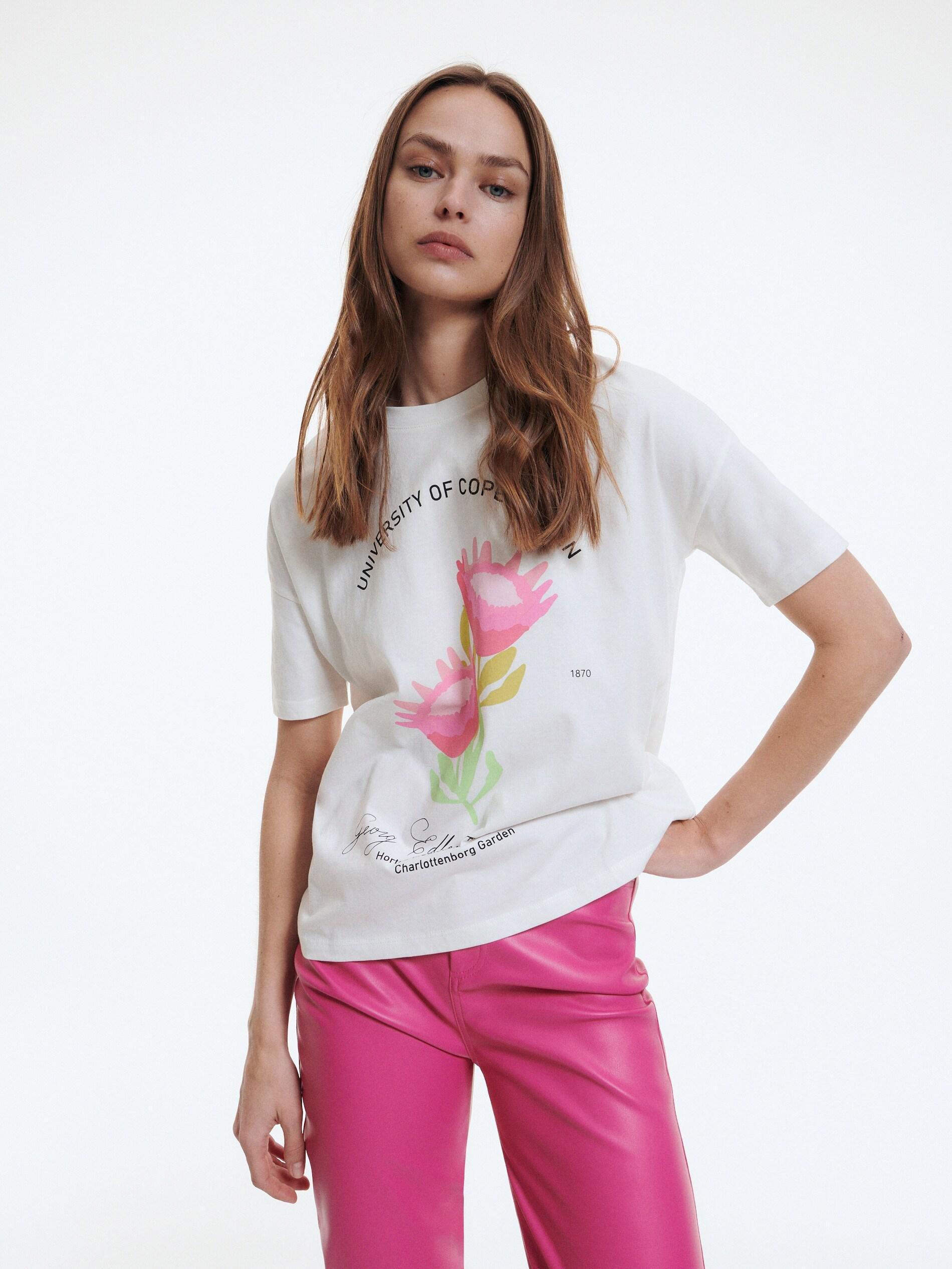Cream Oversize Printed T-shirt, , large image number 0