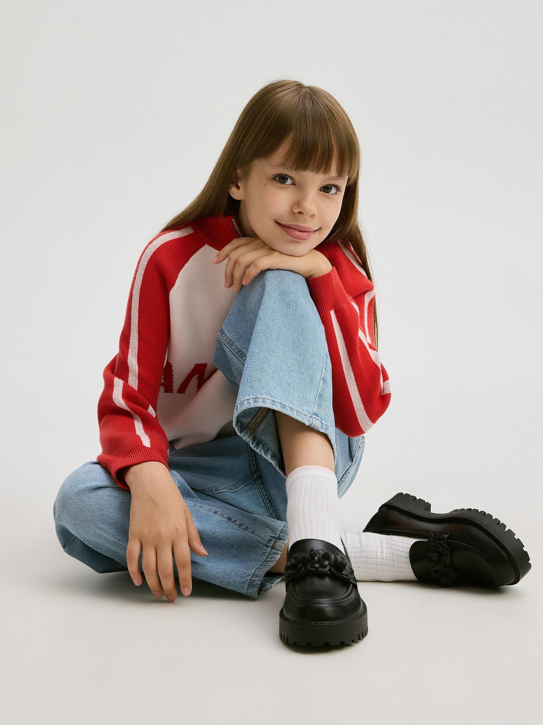 Black Faux Leather Loafers, Kids Girls, , large image number 2