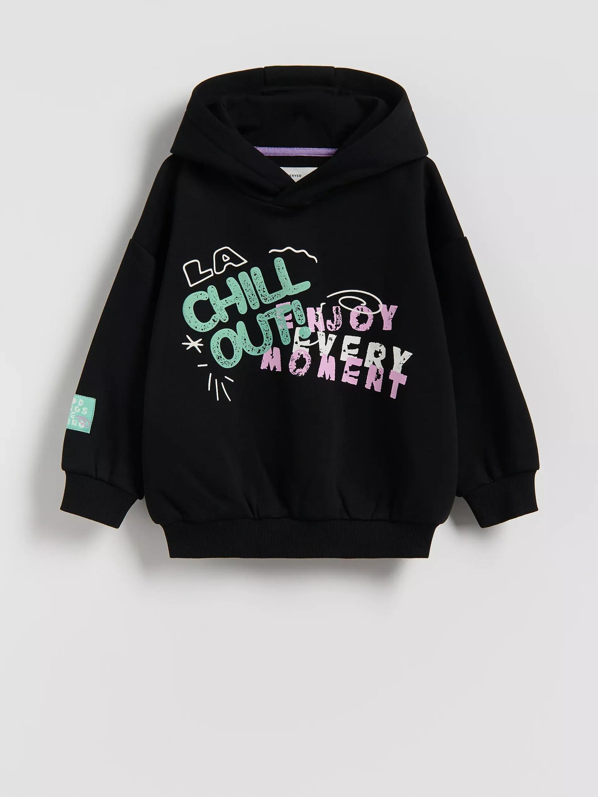 Black Cotton Hoodie, Black, large image number 0
