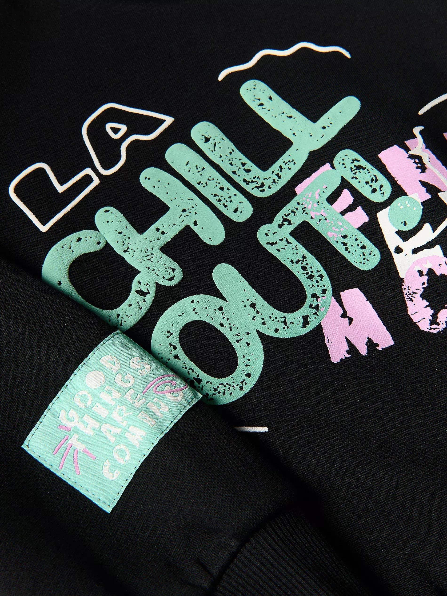 Black Cotton Hoodie, Black, large image number 1