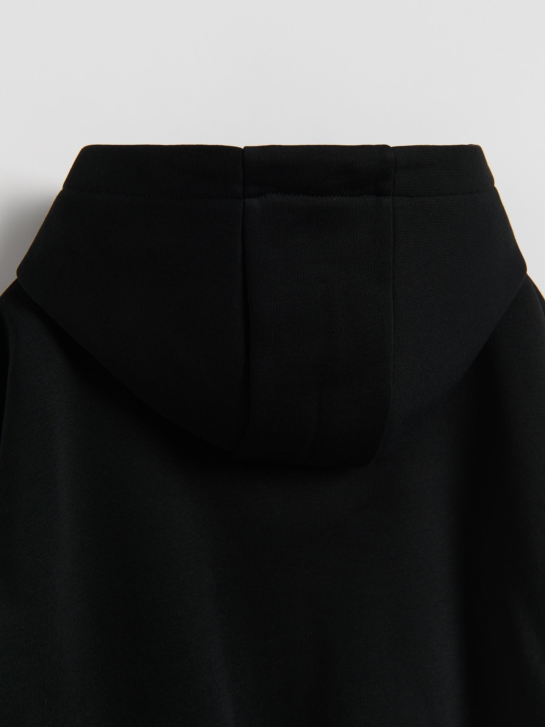 Black Cotton Hoodie, Black, large image number 2