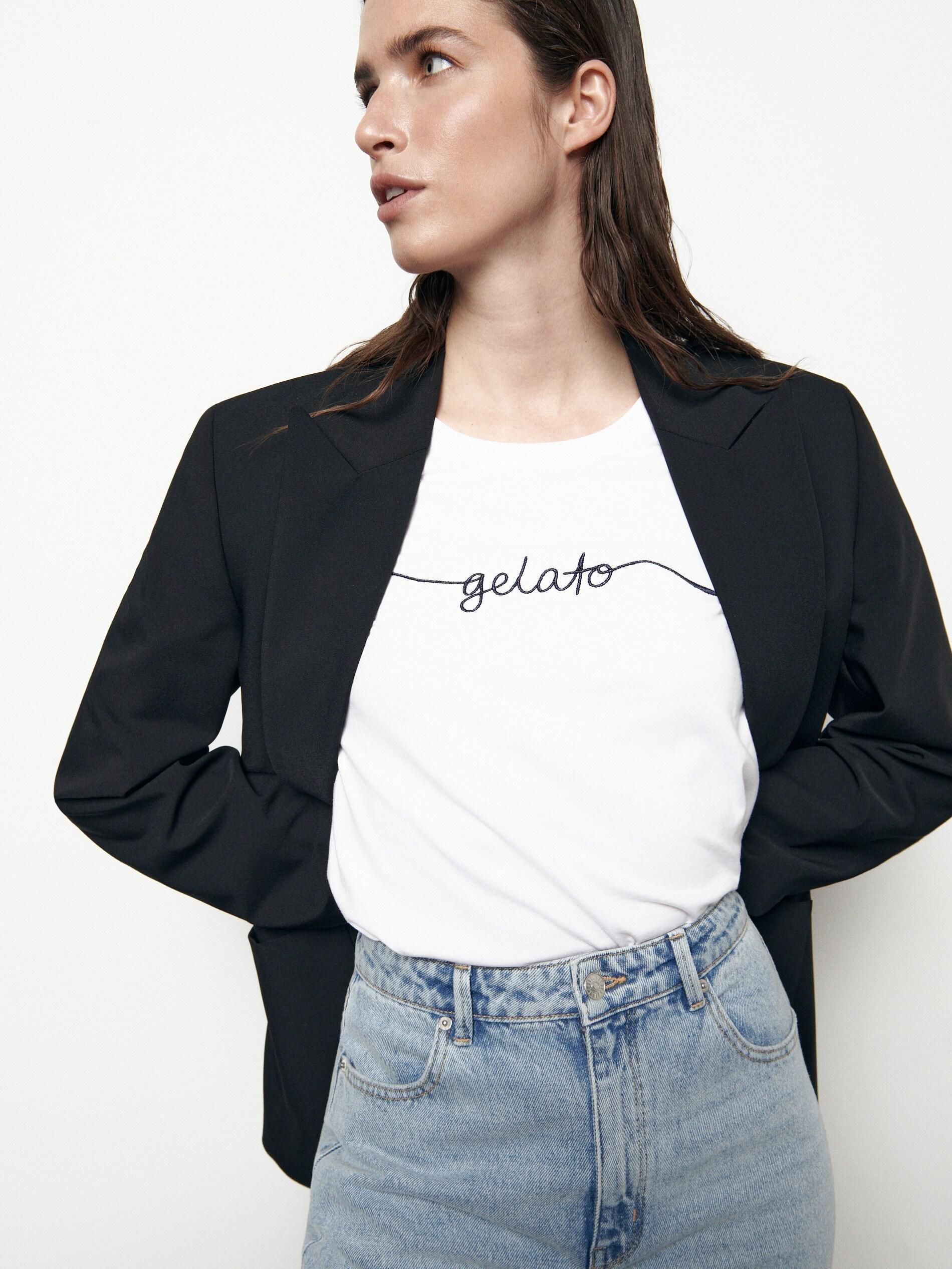 White Regular Fit T-Shirt With Applique, , large image number 0