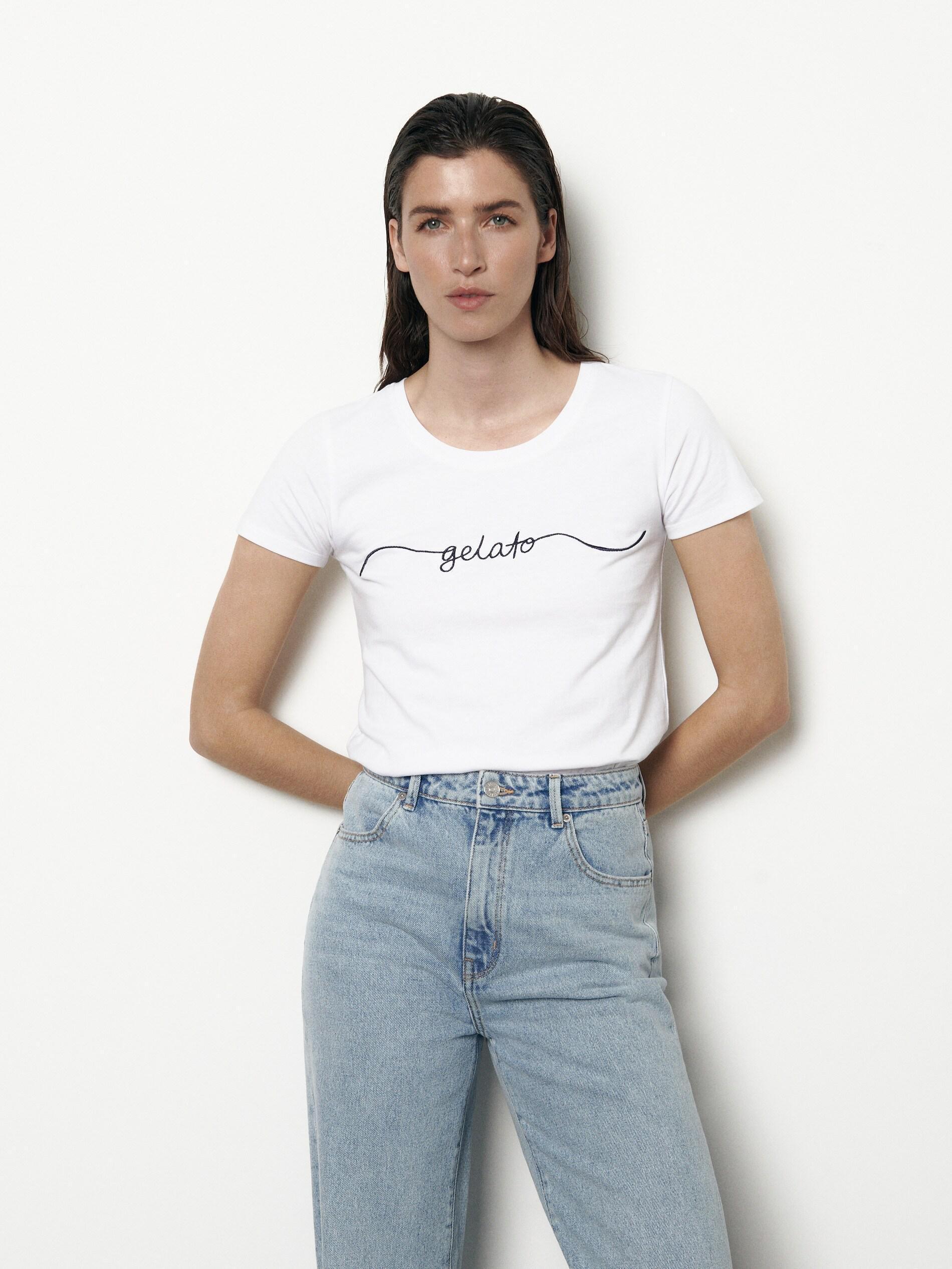White Regular Fit T-Shirt With Applique, , large image number 2