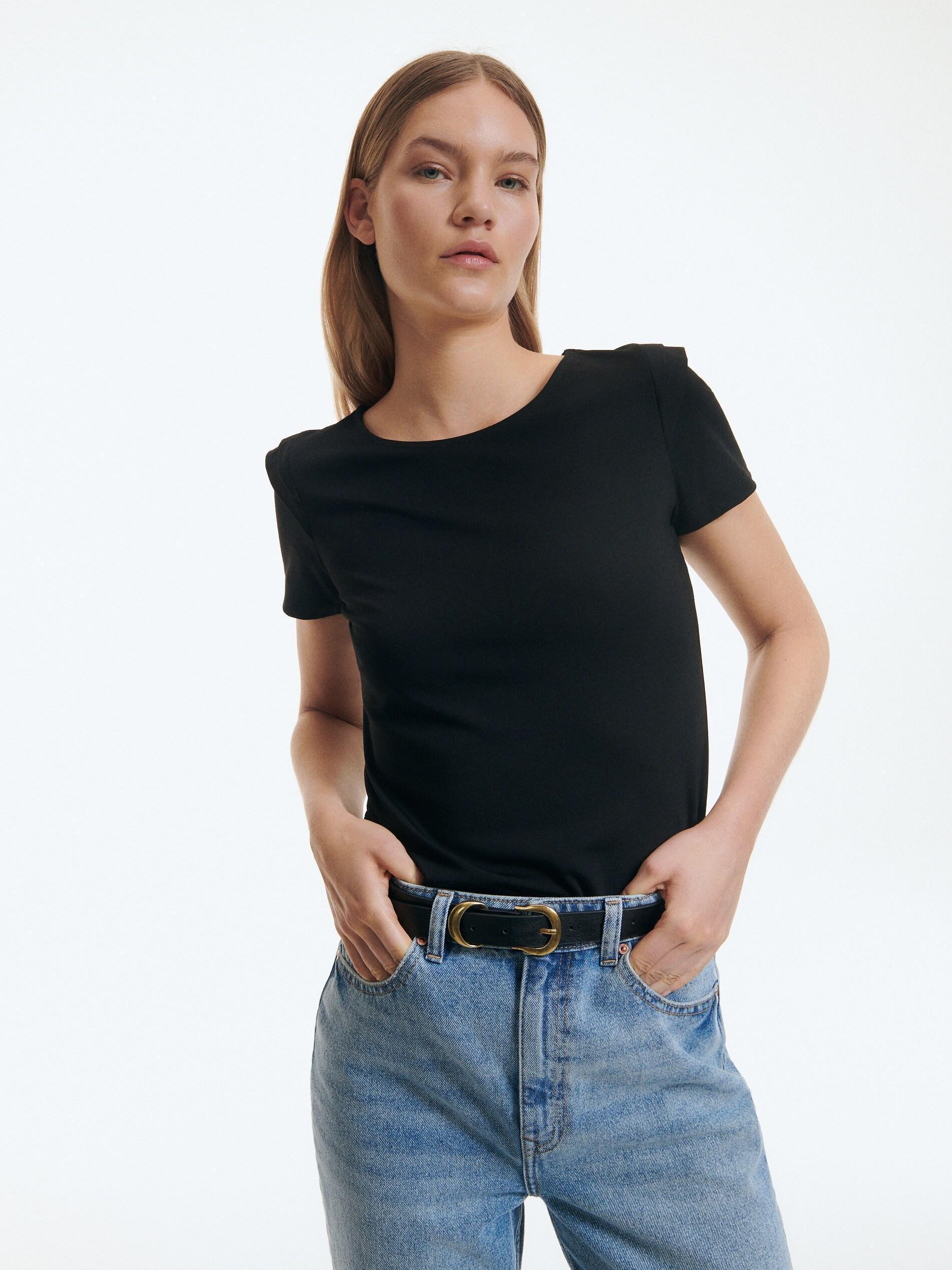 Black Slim Fit Blouse , , large image number 0