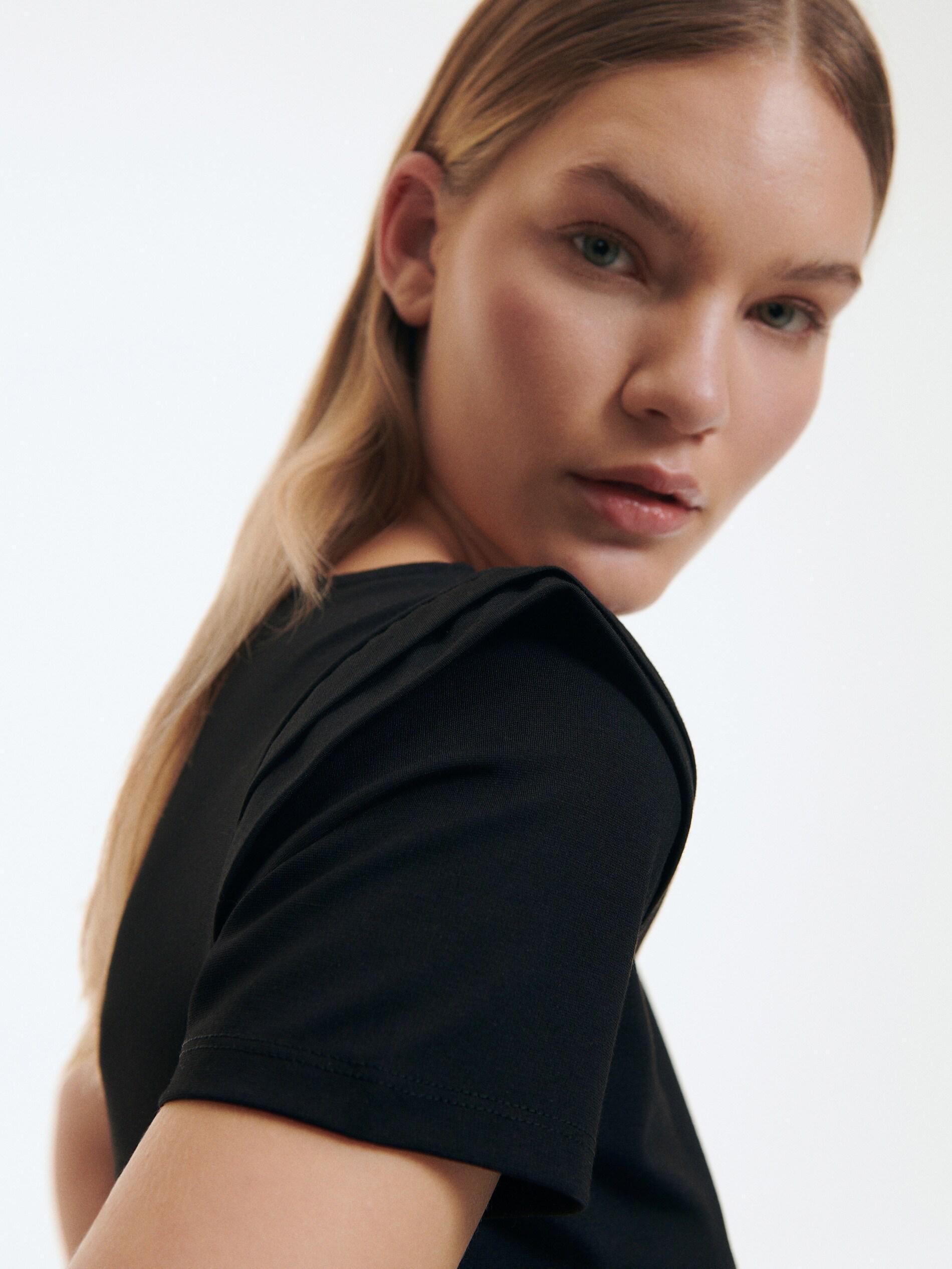 Black Slim Fit Blouse , , large image number 2