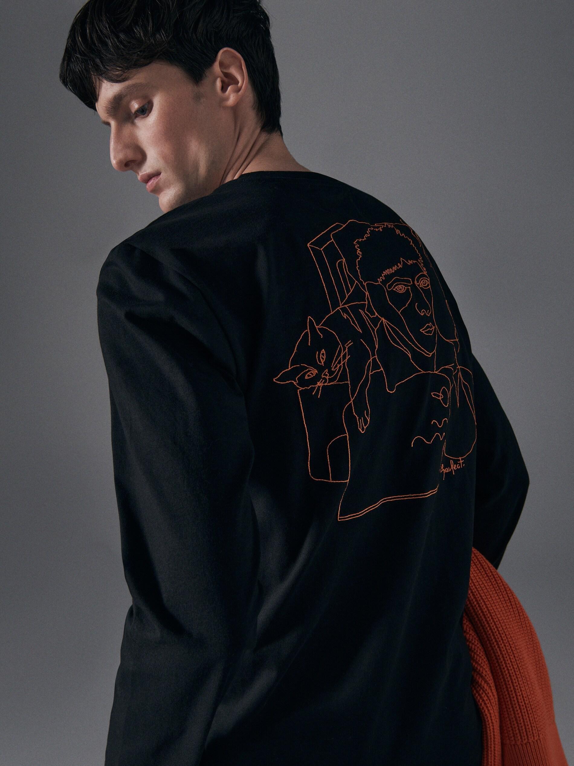 Black Sweatshirt With Embroidery Detail, , large image number 7