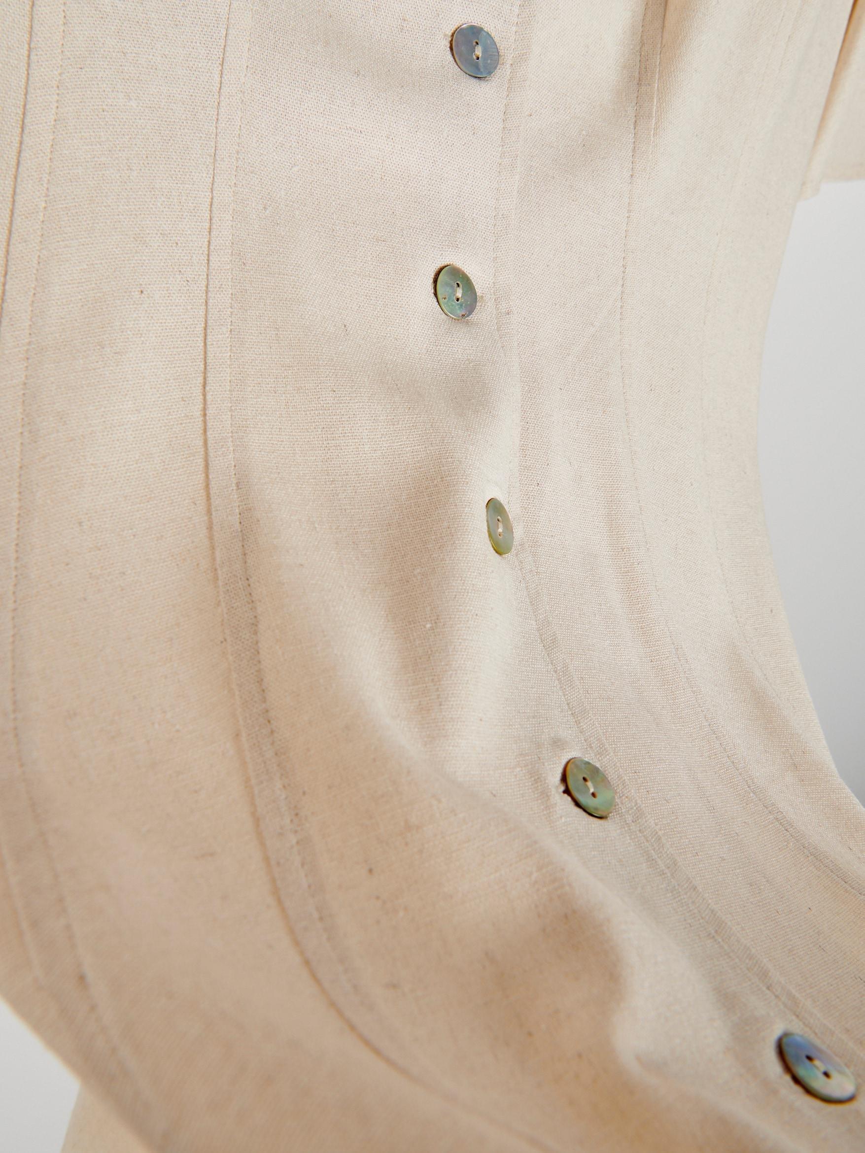 Beige V-Neck Mini Dress, , large image number 10