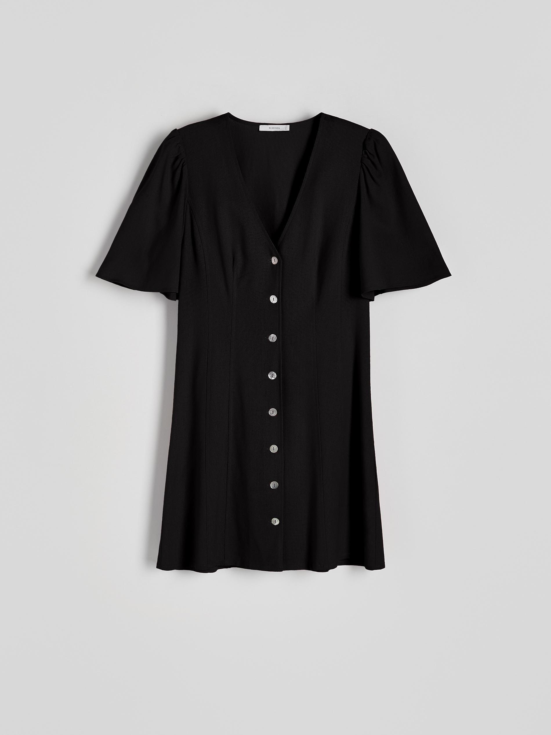 Black V-Neck Mini Dress, , large image number 5