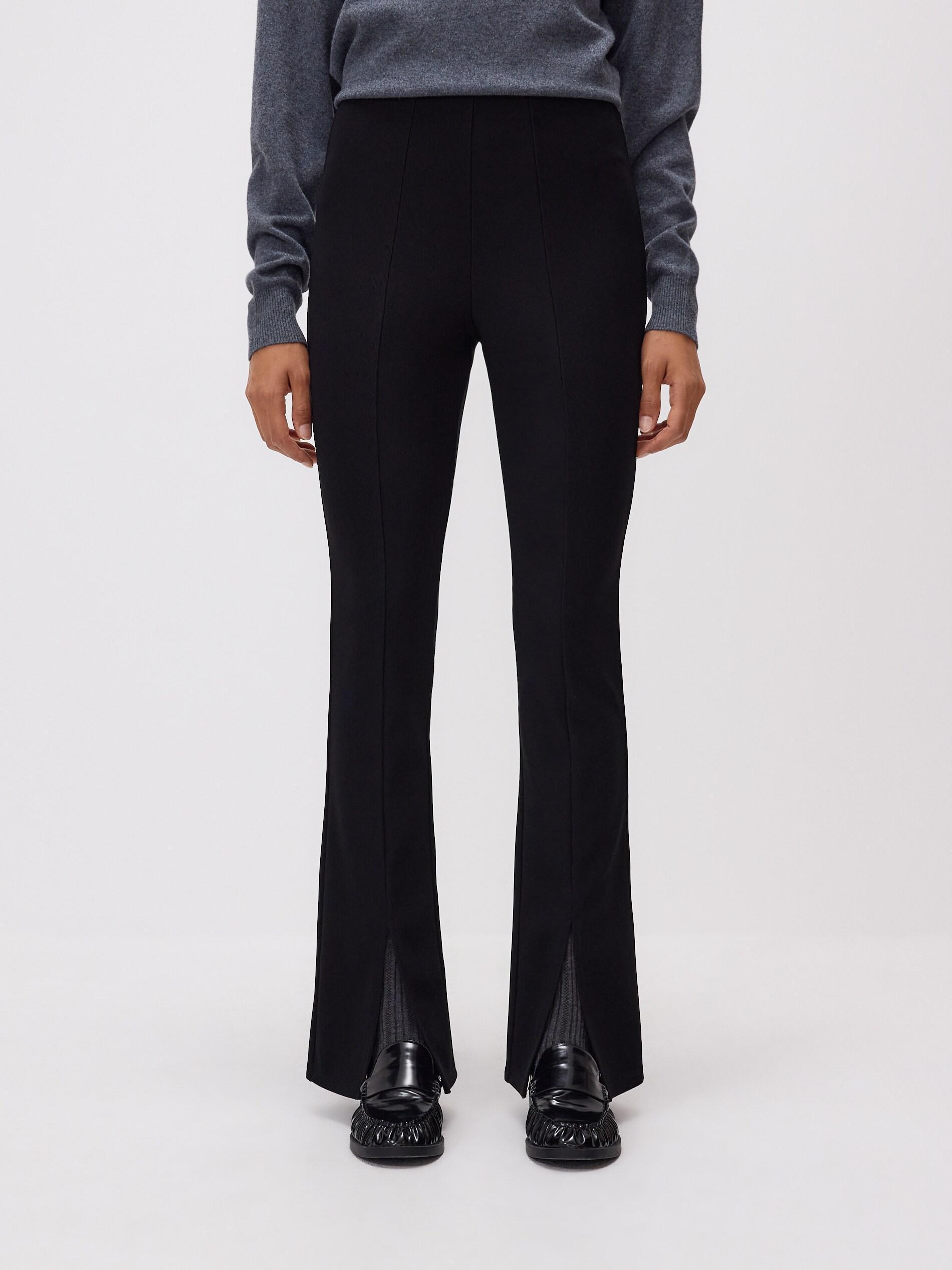 Black Split Hem Leggings, Black, large image number 1