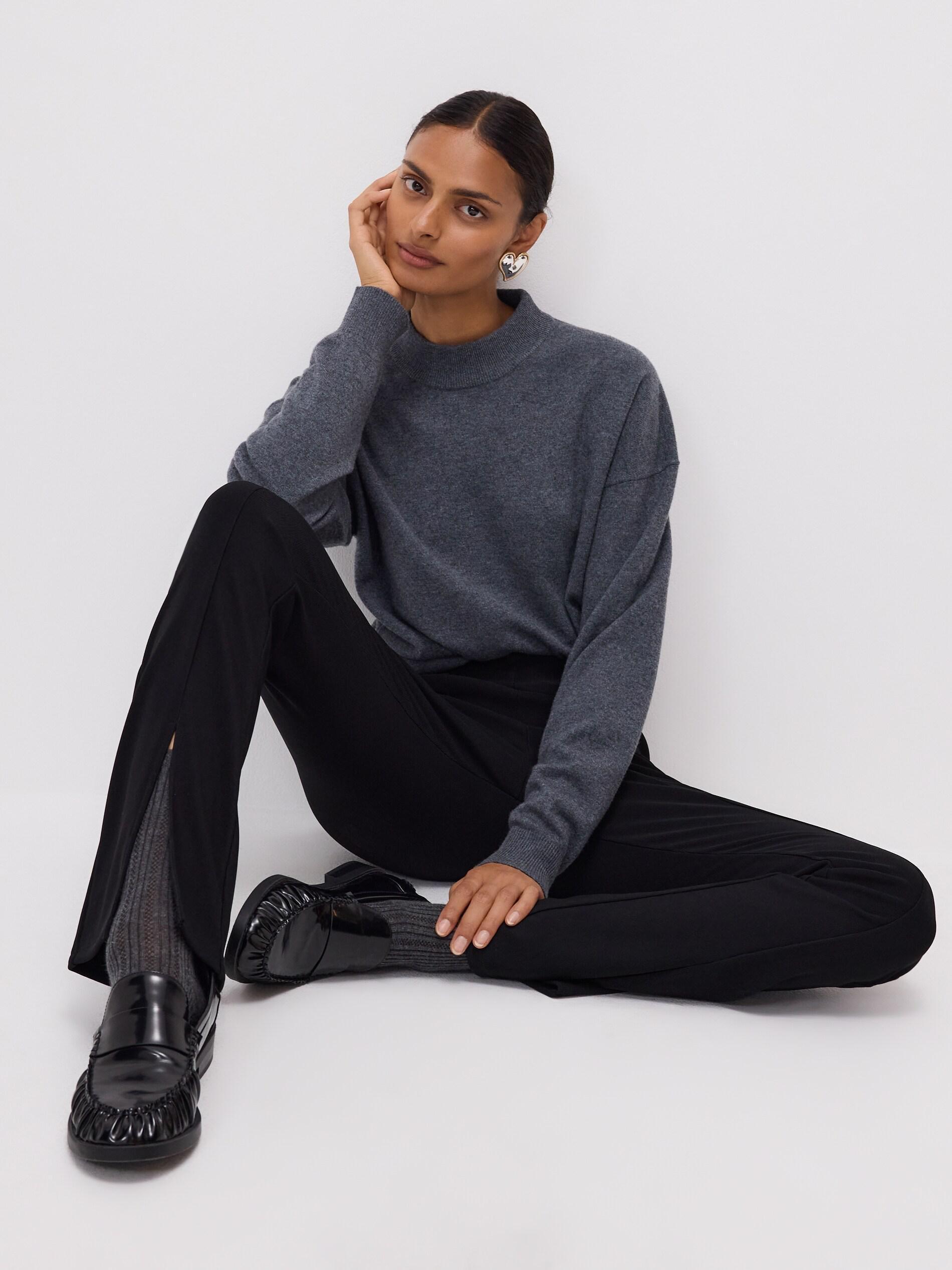 Black Split Hem Leggings, Black, large image number 3