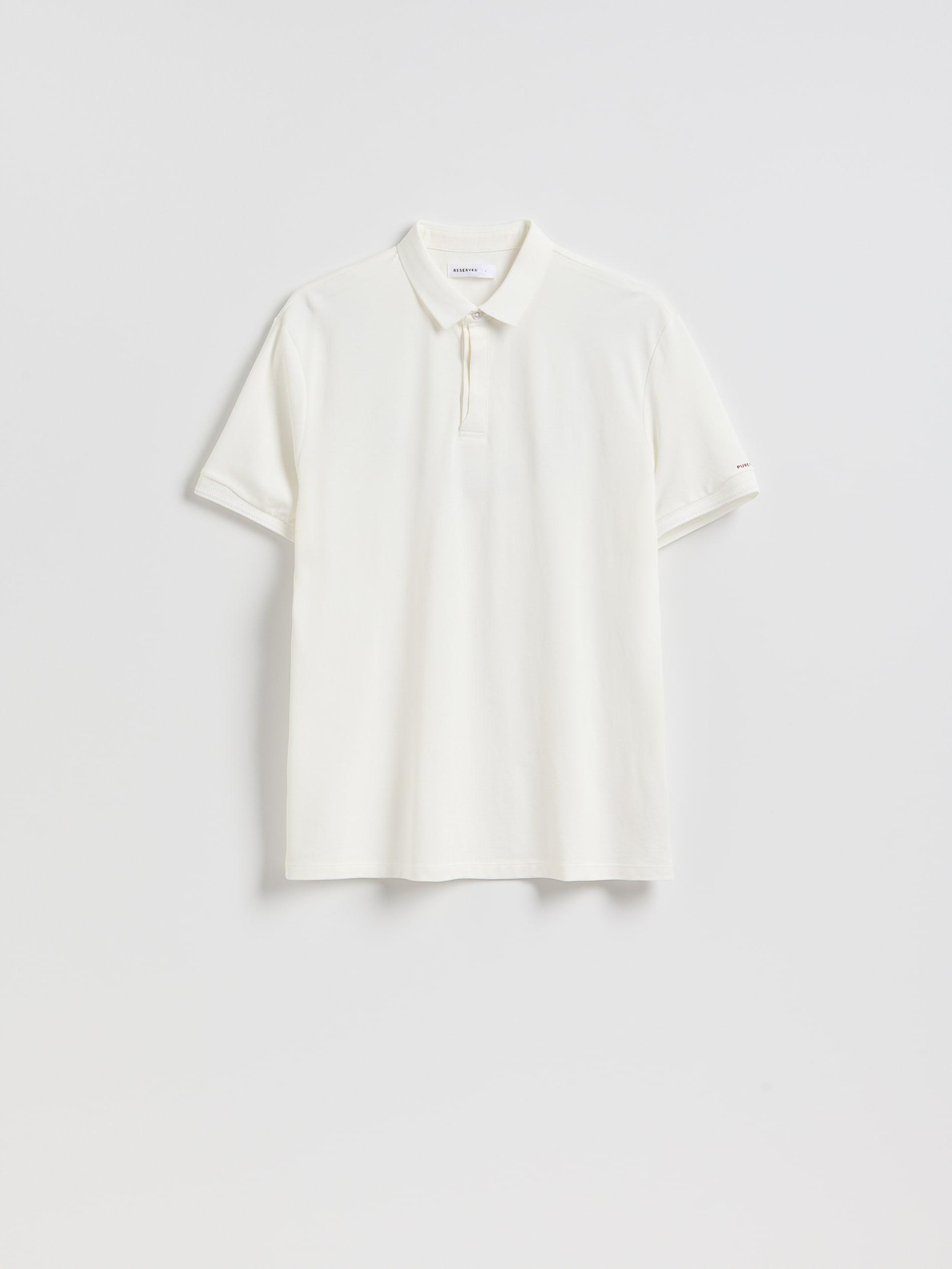 White Regular Fit Polo Shirt With Silk Blend, White, large image number 0