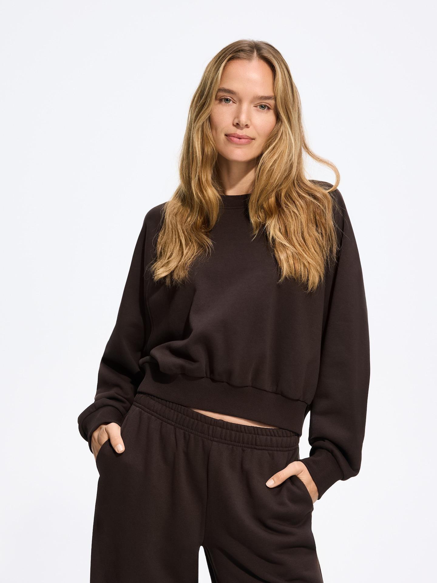 Brown Plain Sweatshirt, Brown, medium