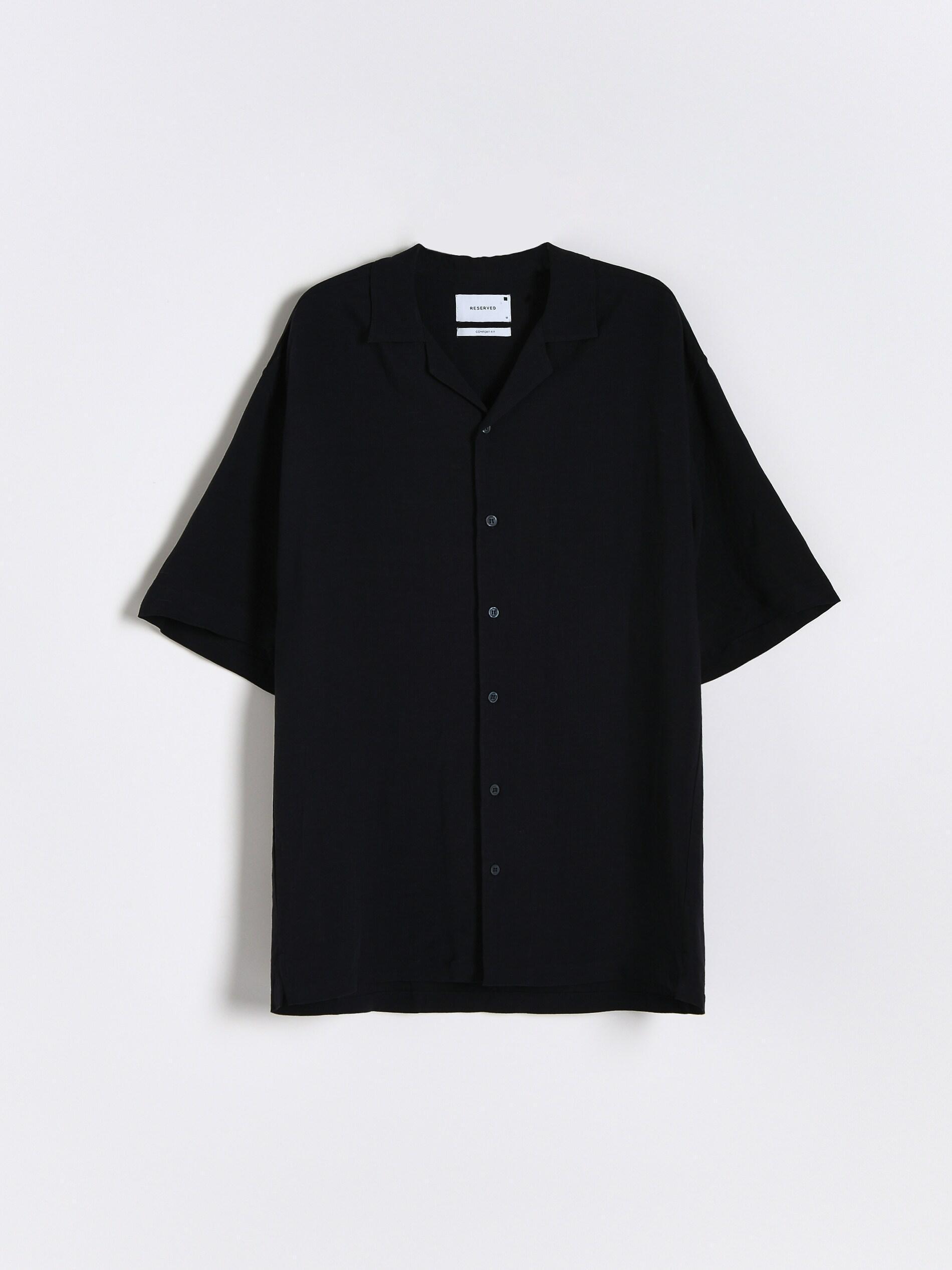 Navy Viscose Rich Shirt With Linen Blend, , large image number 3