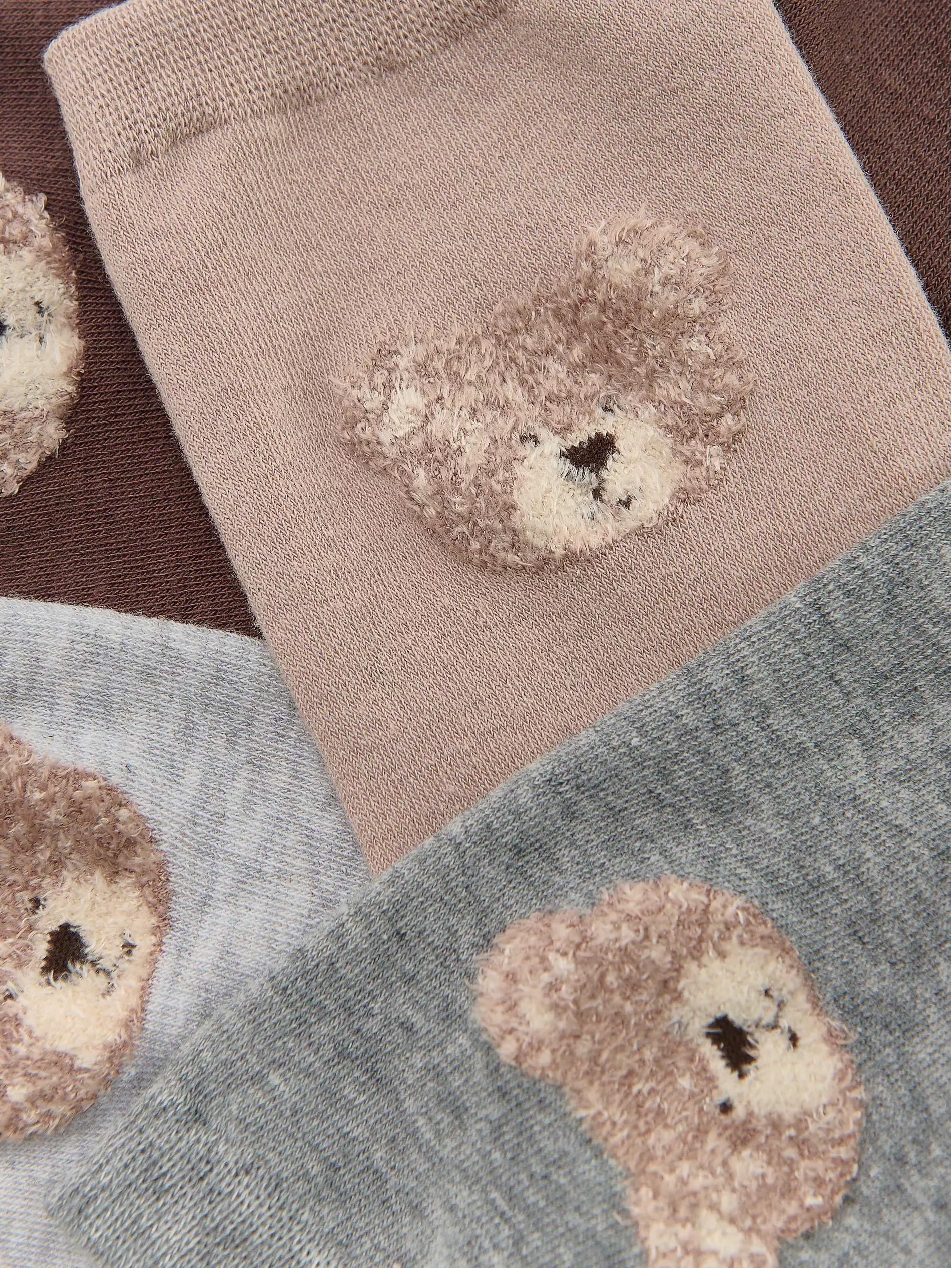 White Cotton Long Socks, Set Of 5, Ivory, medium