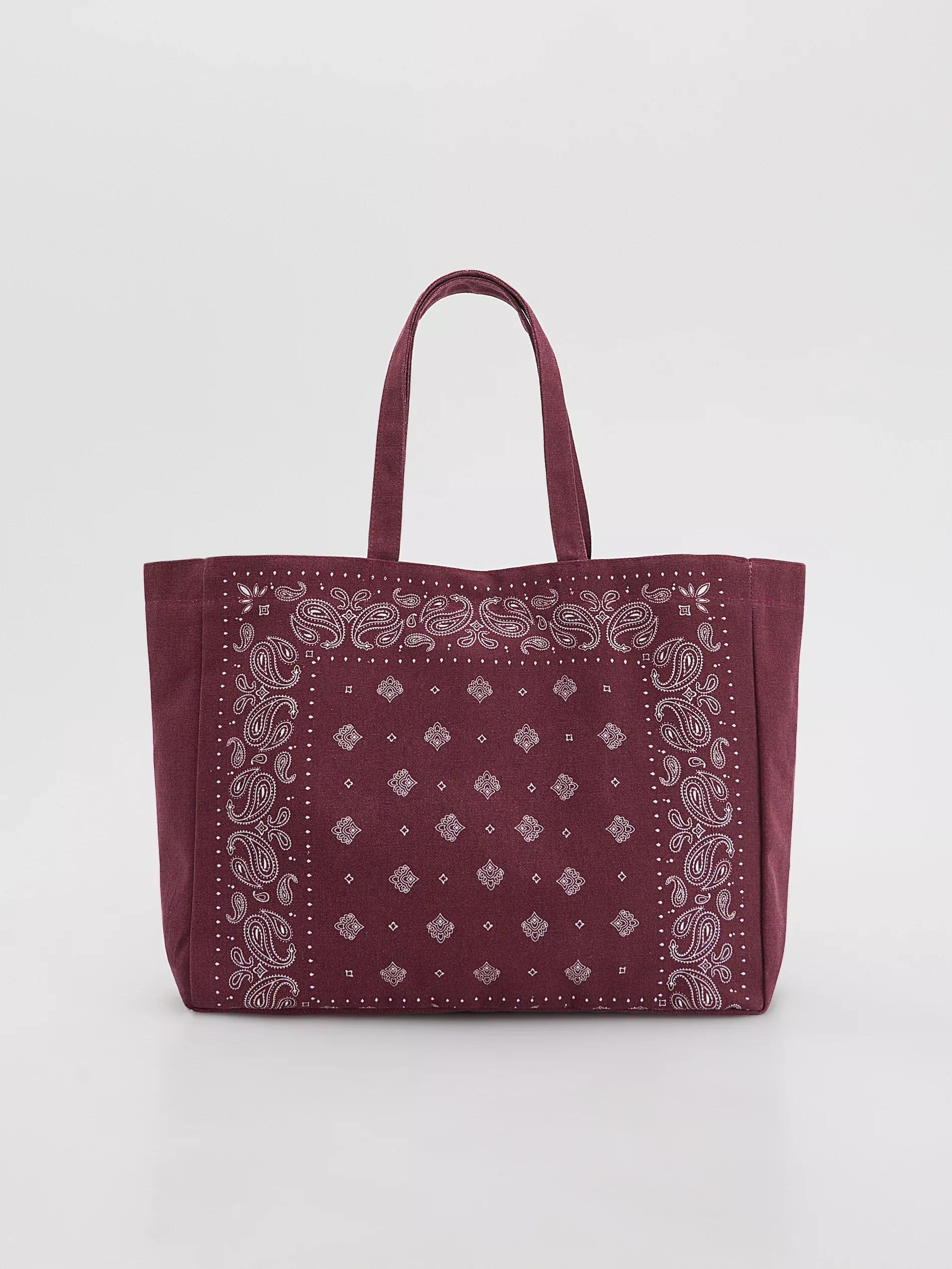 Maroon Canvas Shopper Bag, Burgundy, large image number 0