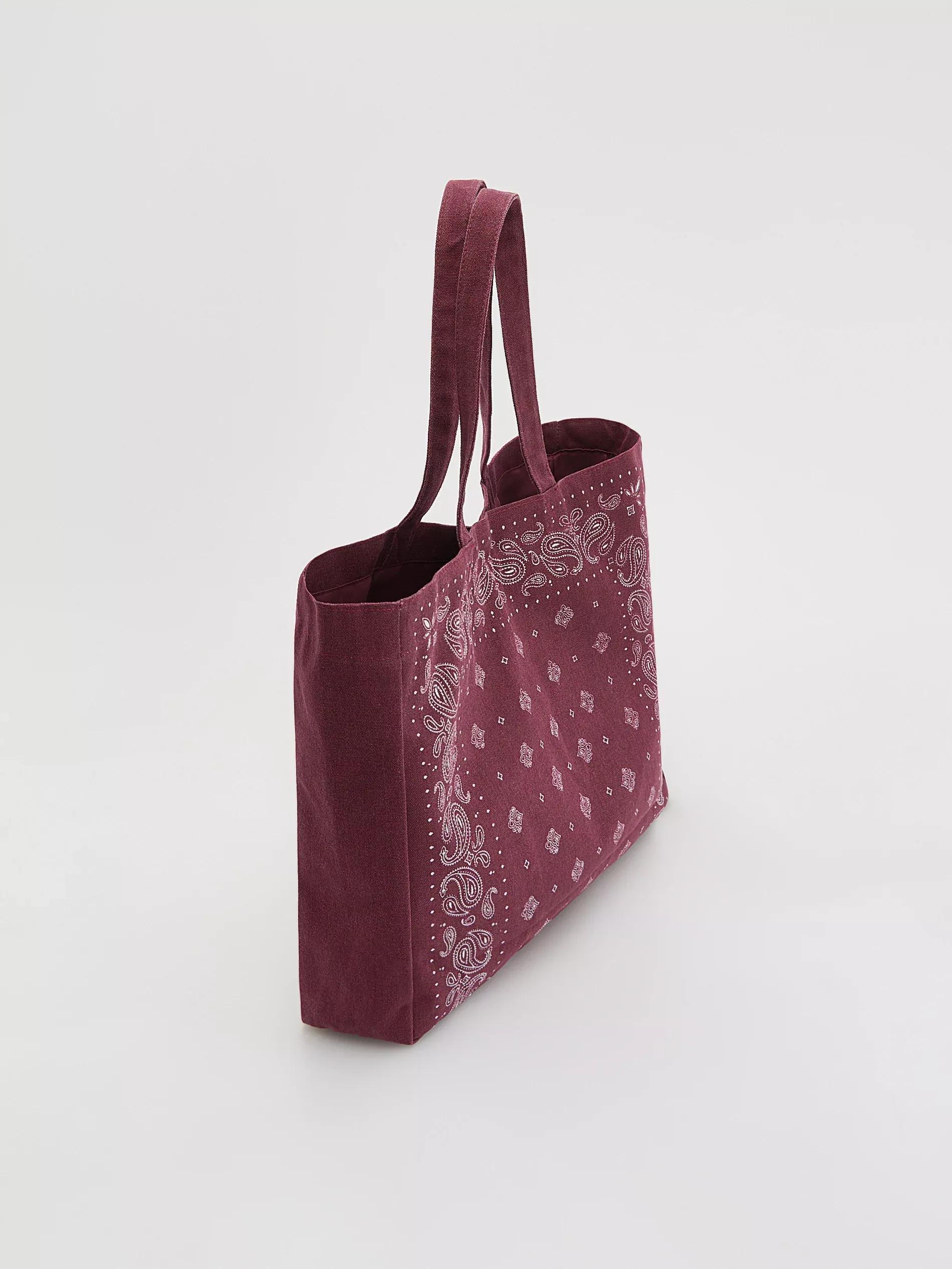 Maroon Canvas Shopper Bag, Burgundy, large image number 1