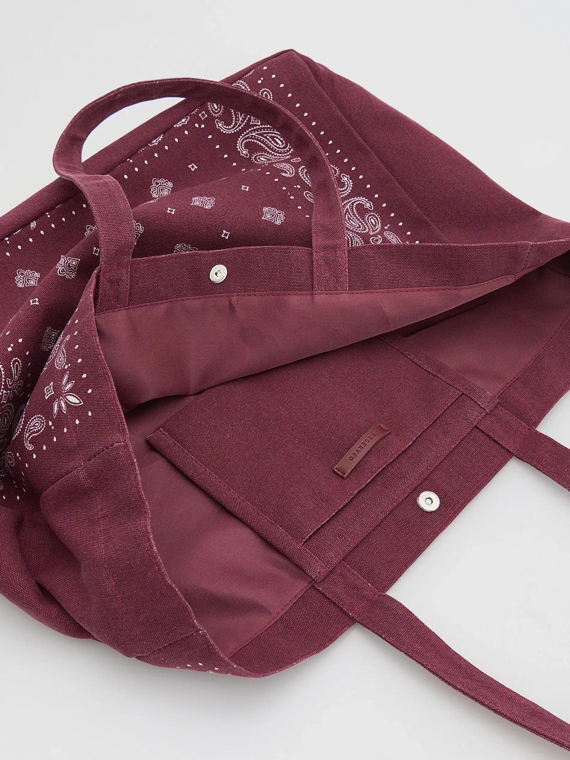 Maroon Canvas Shopper Bag, Burgundy, large image number 3