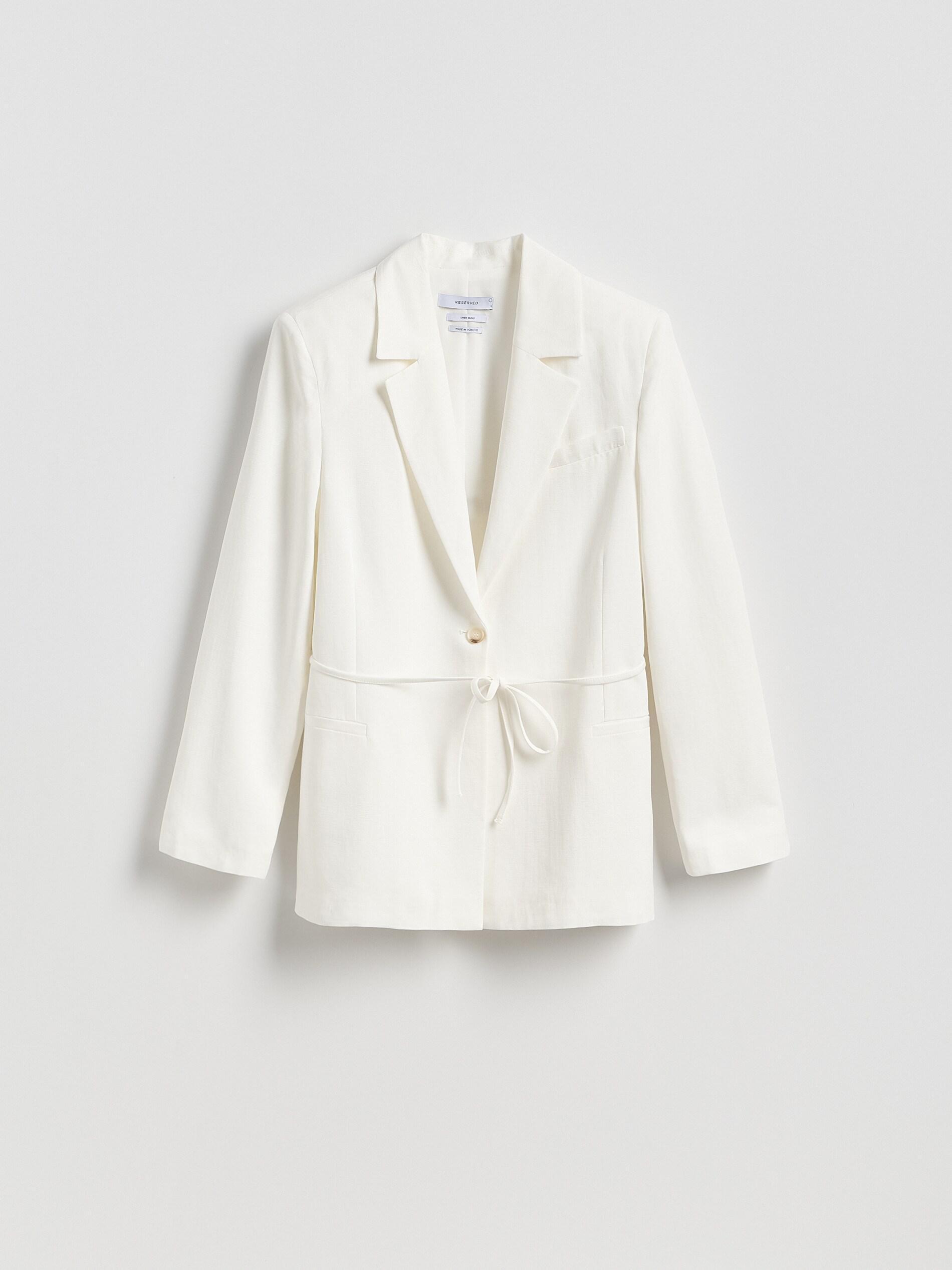 WHITE Linen blend jacket, White, medium