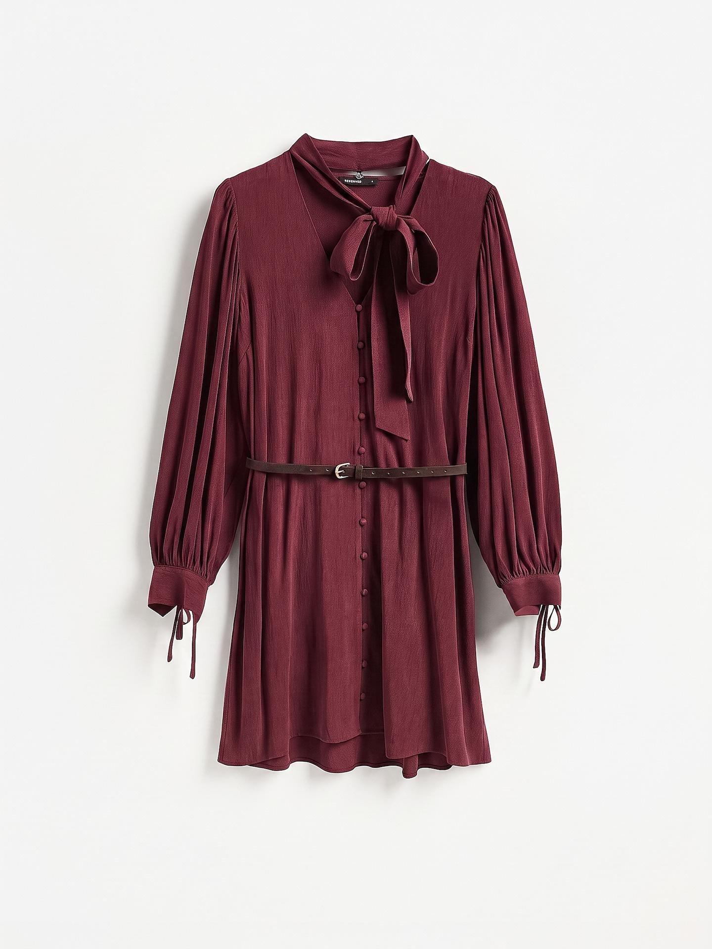 Red Lyocell Rich Mini Dress, Burgundy, large image number 3