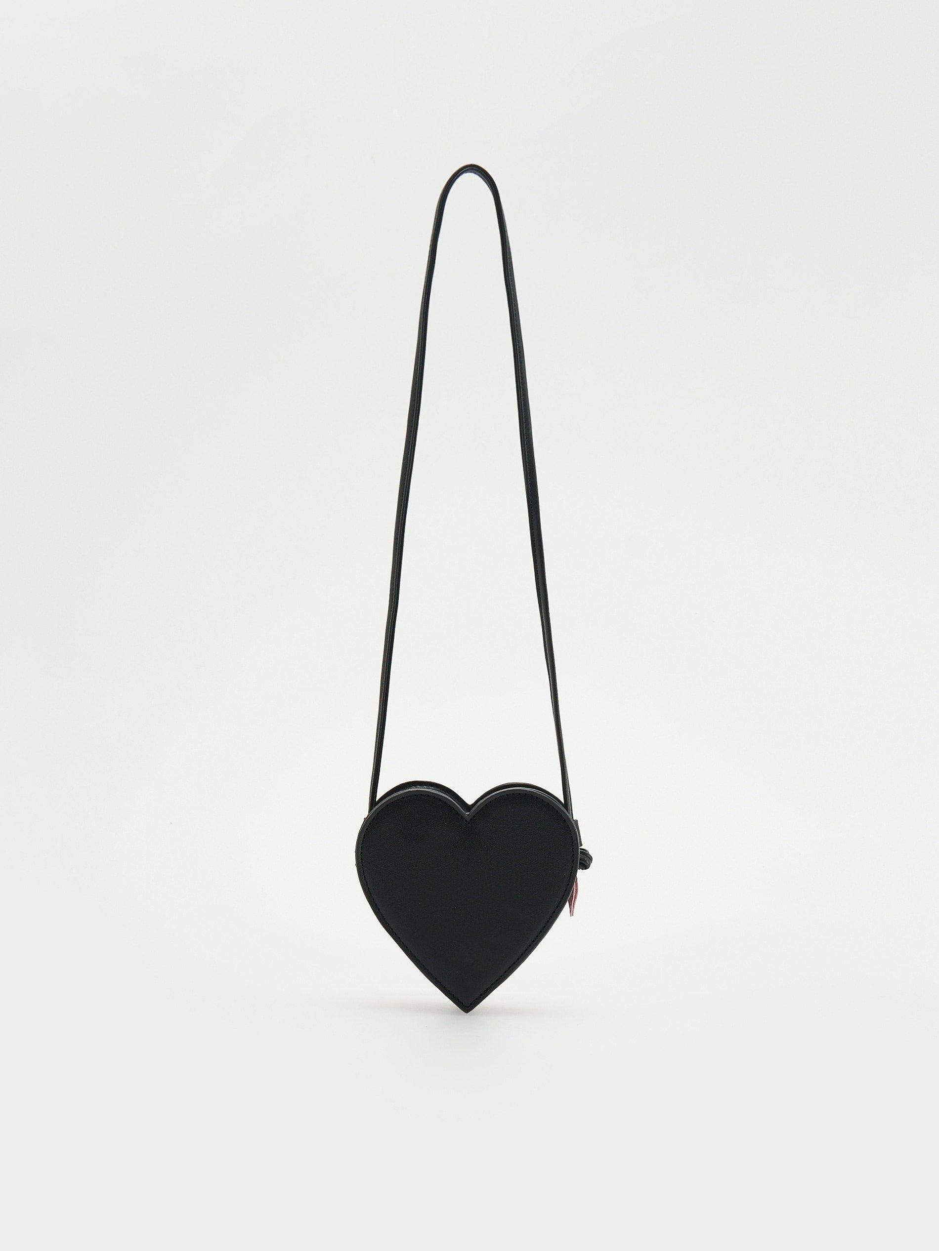 Black Heart-Shaped Purse, Kids Girls, , large image number 1