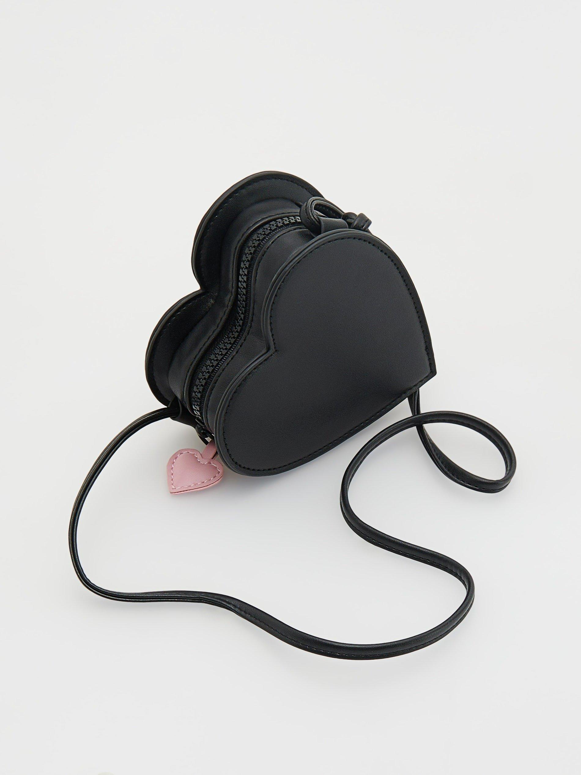 Reserved - Black Heart-Shaped Purse, Kids Girls