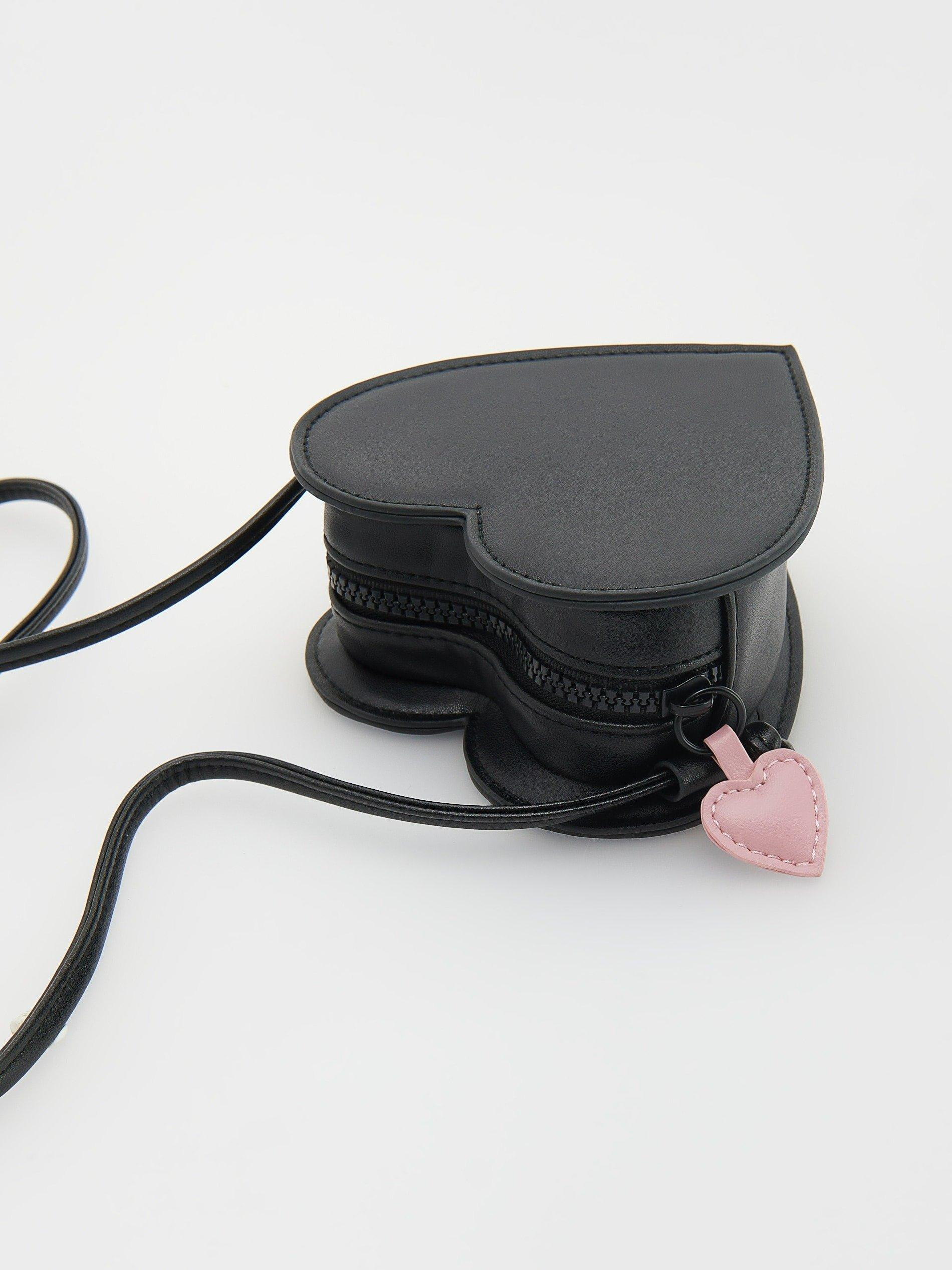 Black Heart-Shaped Purse, Kids Girls, , large image number 4