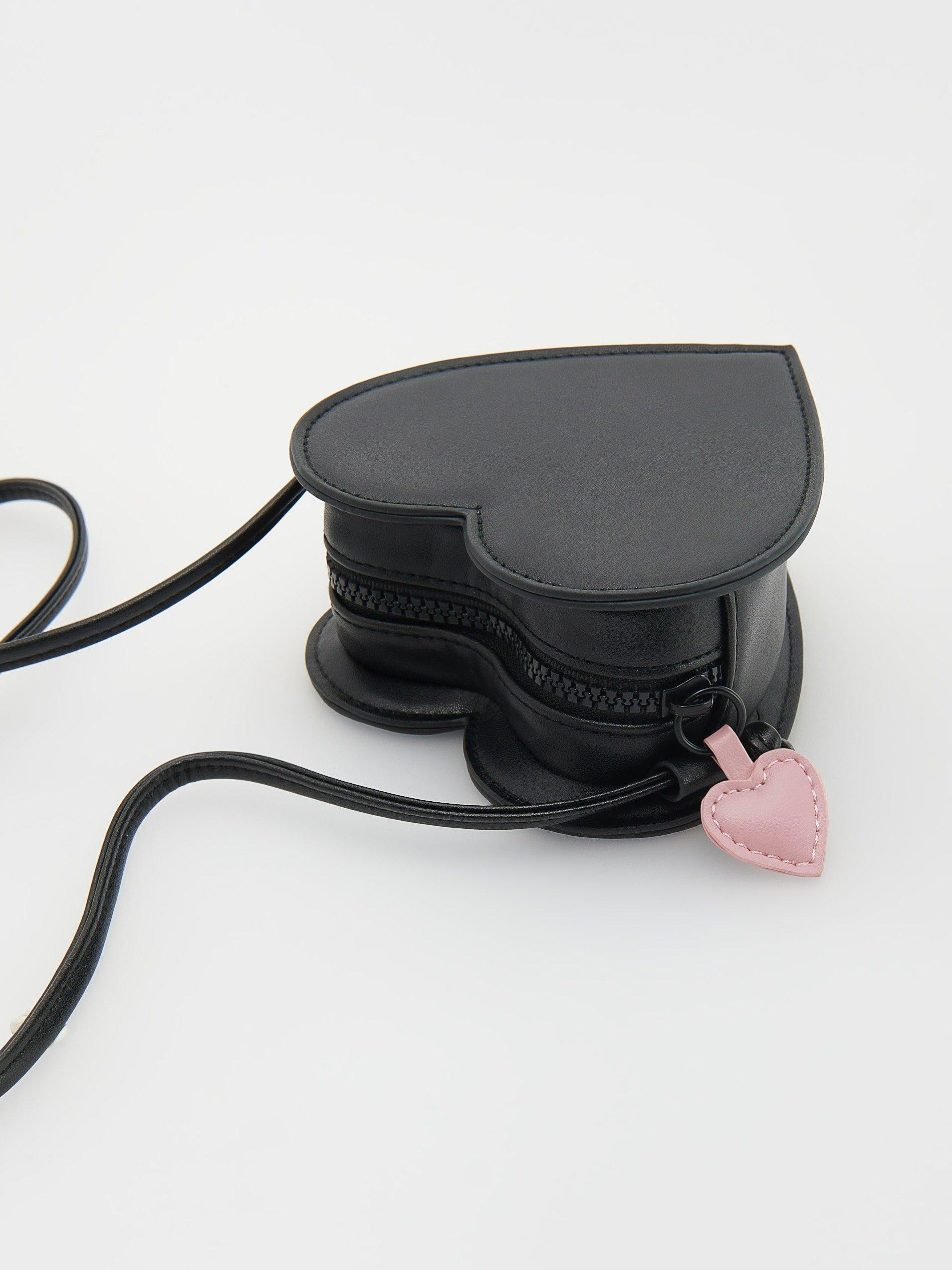 Reserved - Black Heart-Shaped Purse, Kids Girls