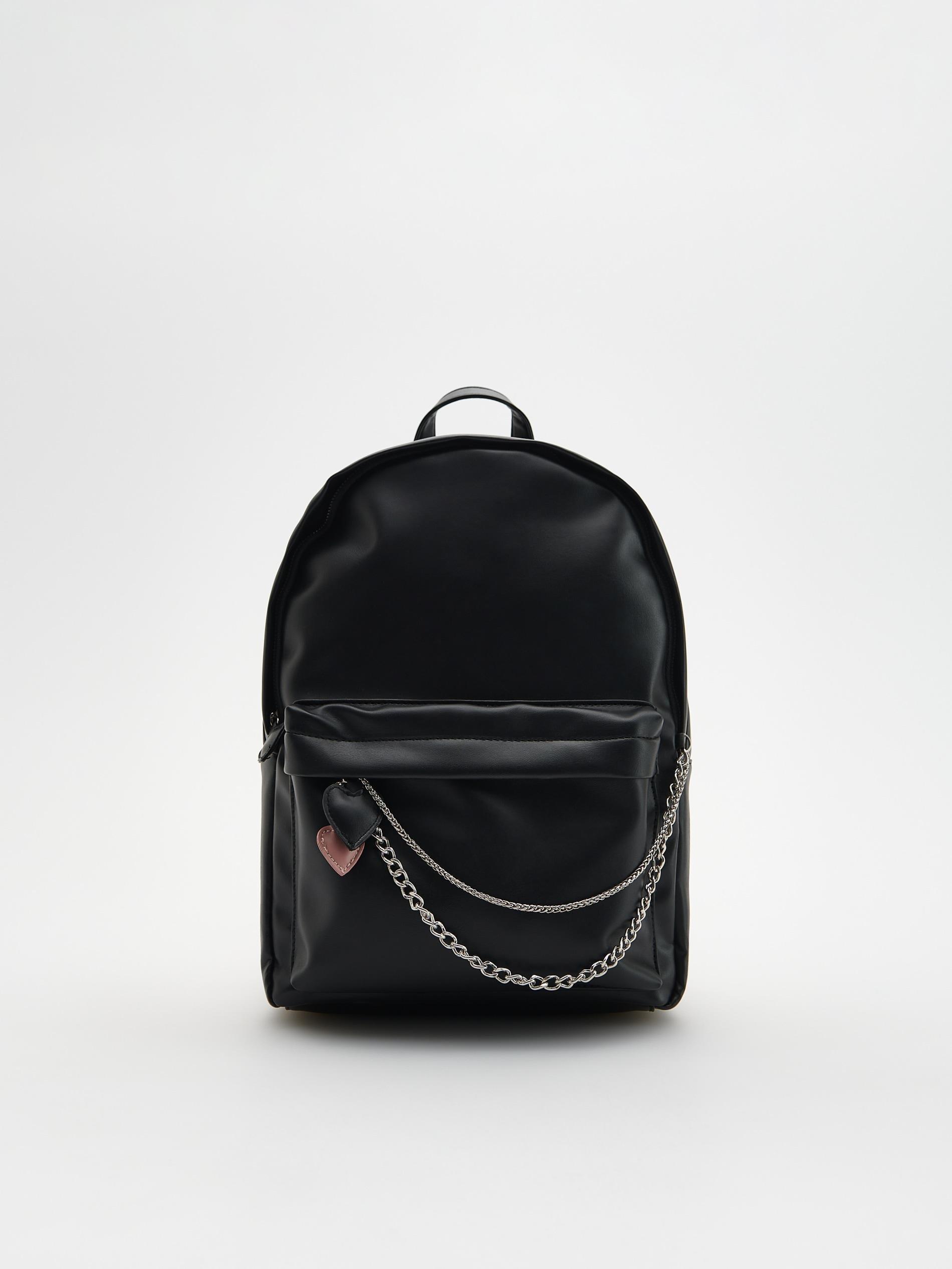 Black Chained Backpack, Kids Girls, , large image number 0