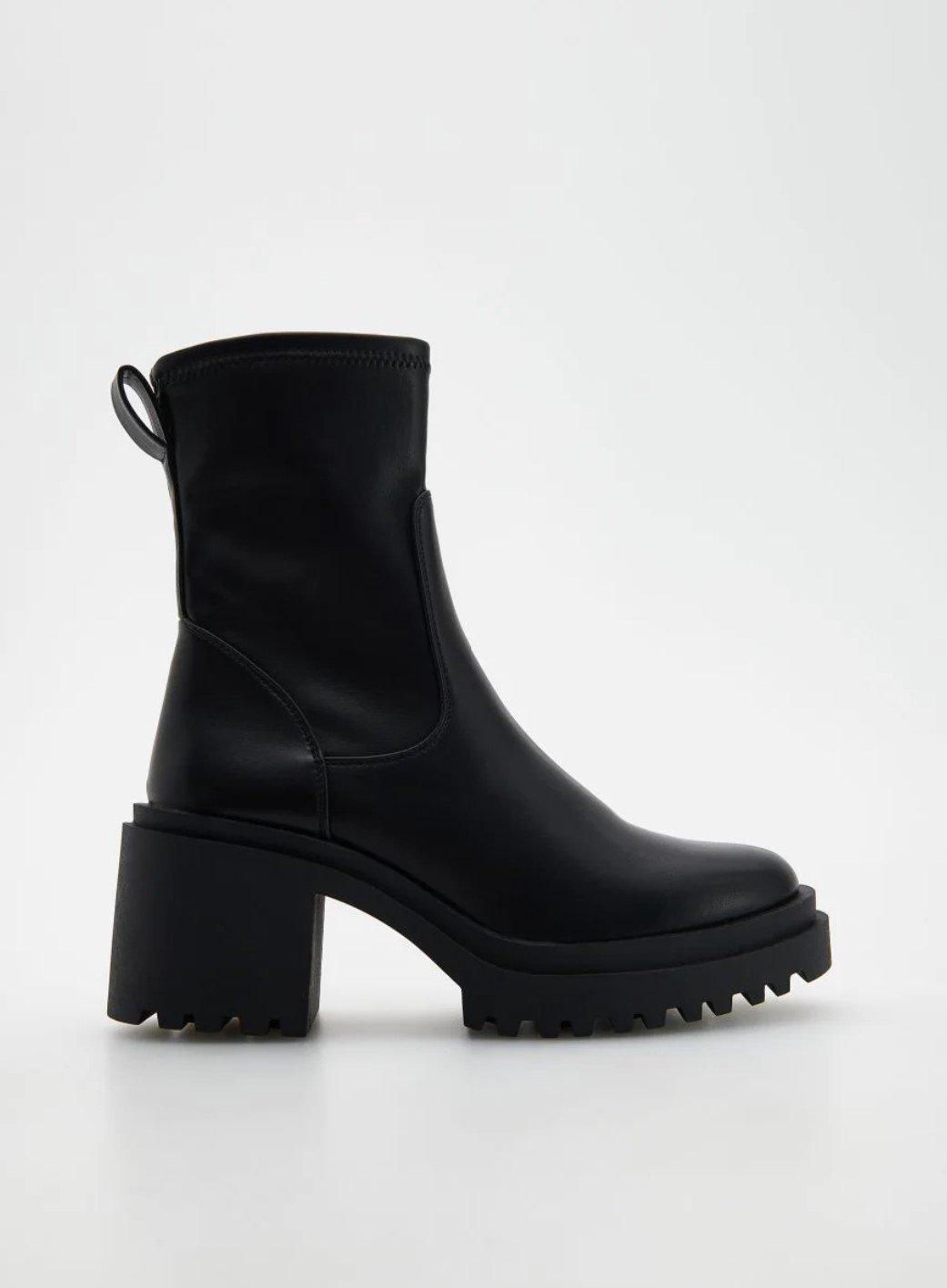 Black Faux Leather Ankle Boots, , large image number 0
