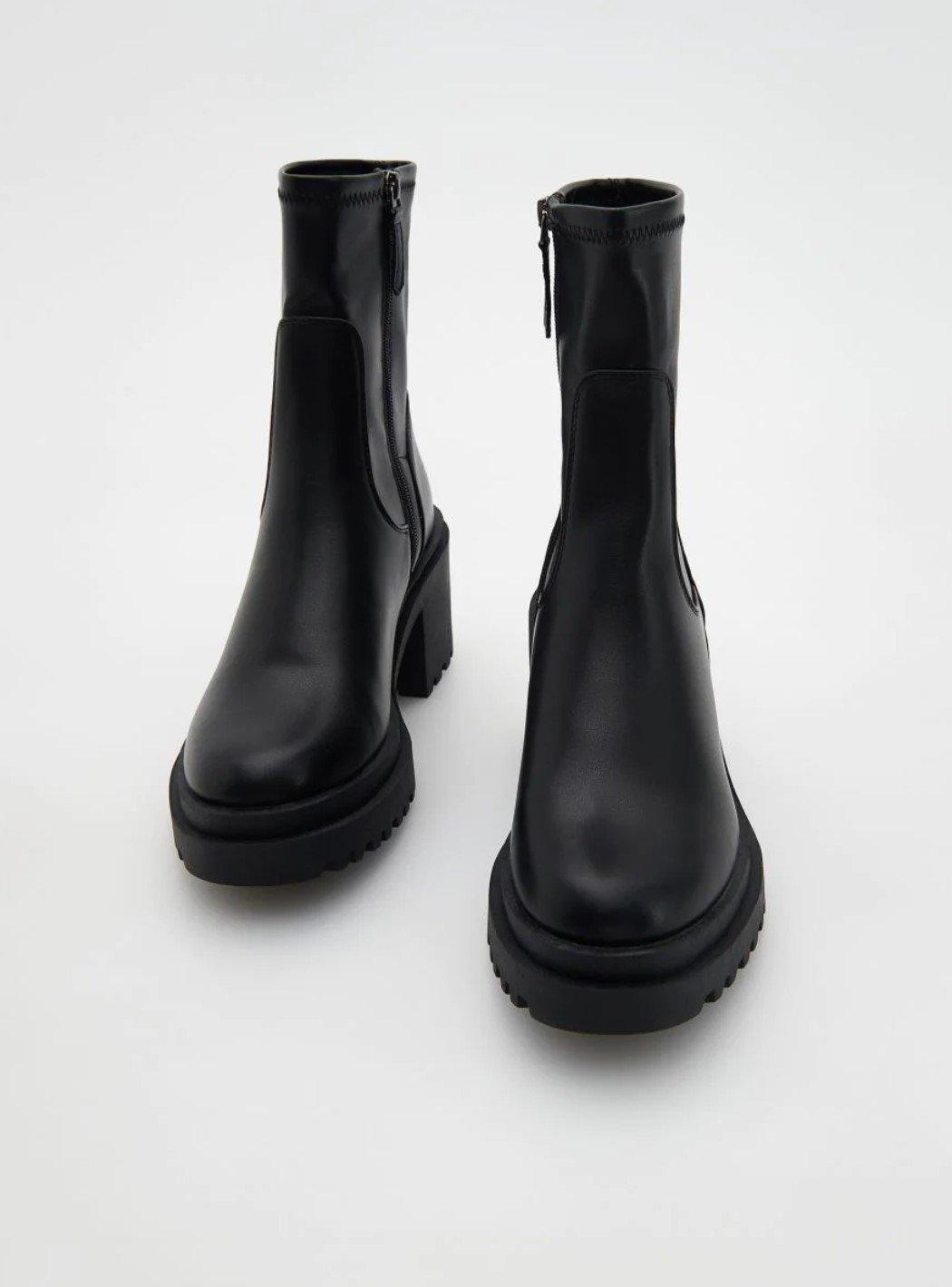 Black Faux Leather Ankle Boots, , large image number 2