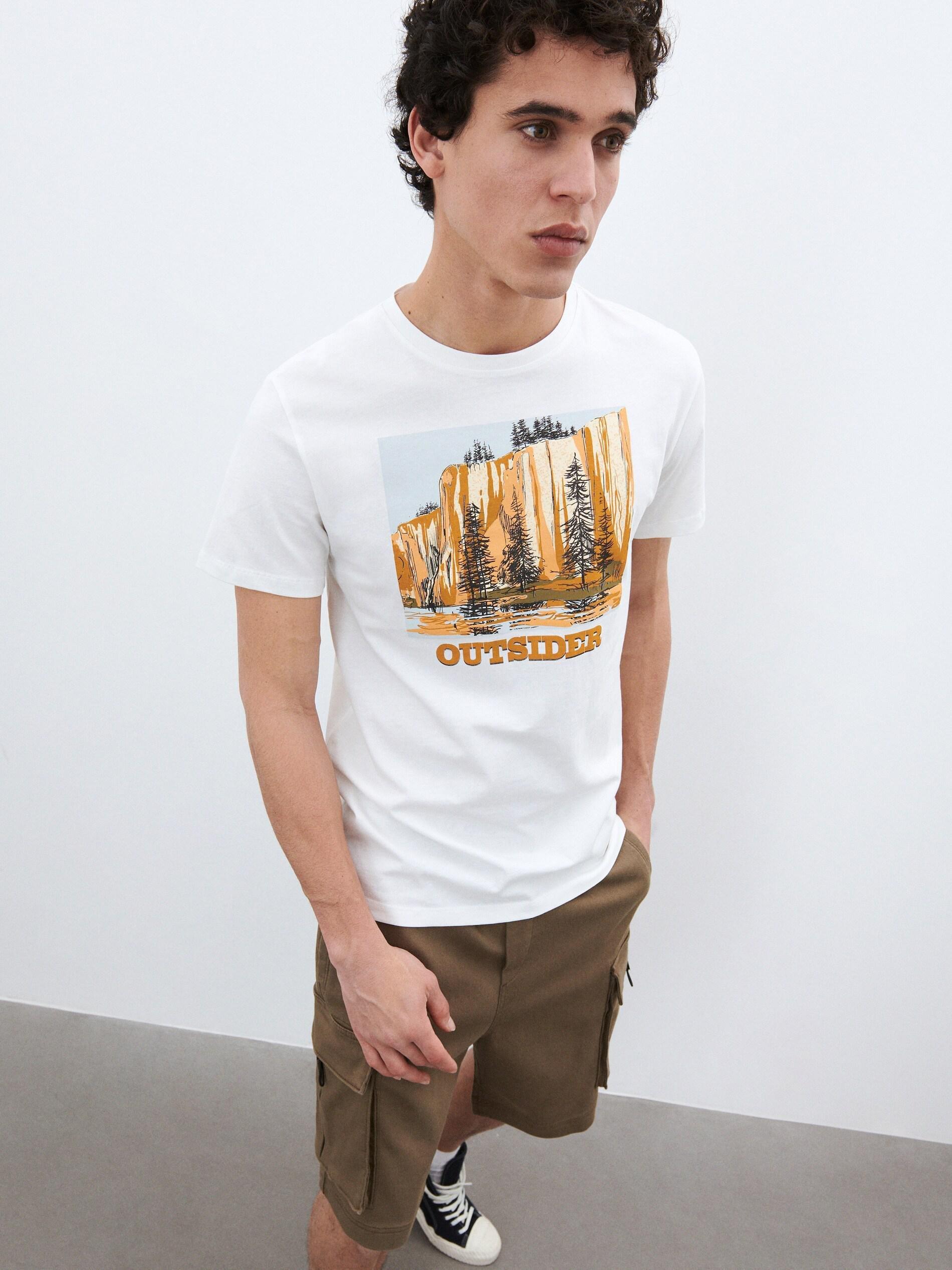 White Regular Fit T-Shirt With Print, , large image number 0