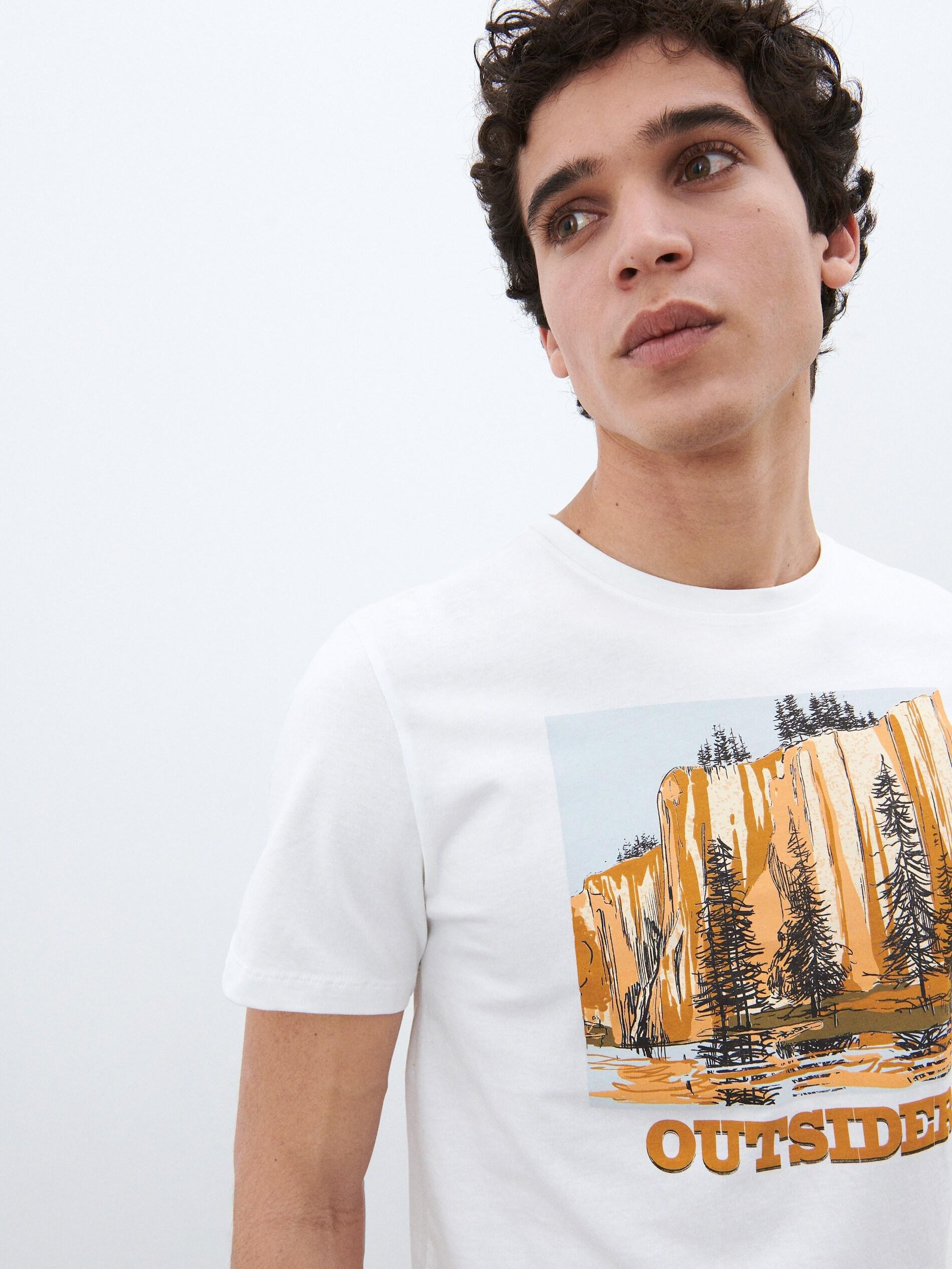 White Regular Fit T-Shirt With Print, , large image number 1
