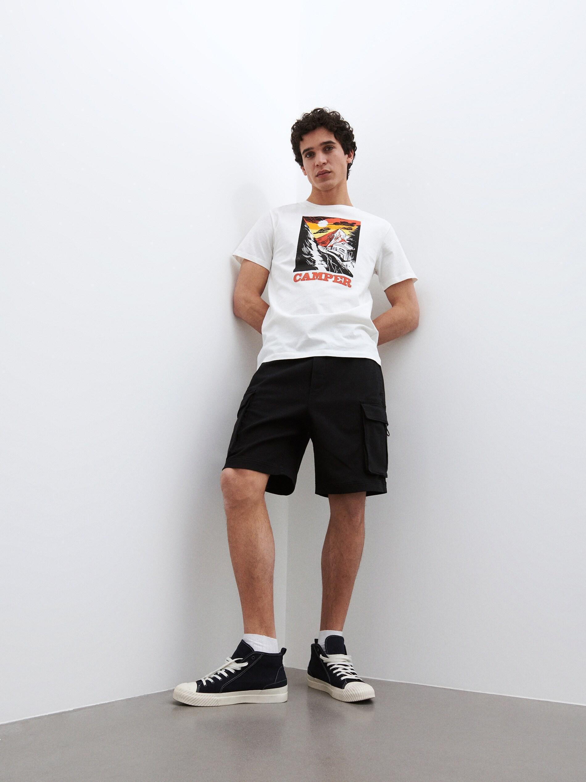 Cream Regular Fit T-Shirt With Print, , large image number 1