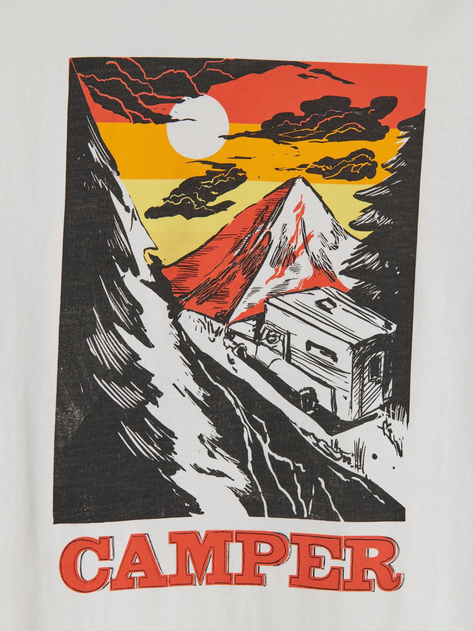 Cream Regular Fit T-Shirt With Print, , large image number 3