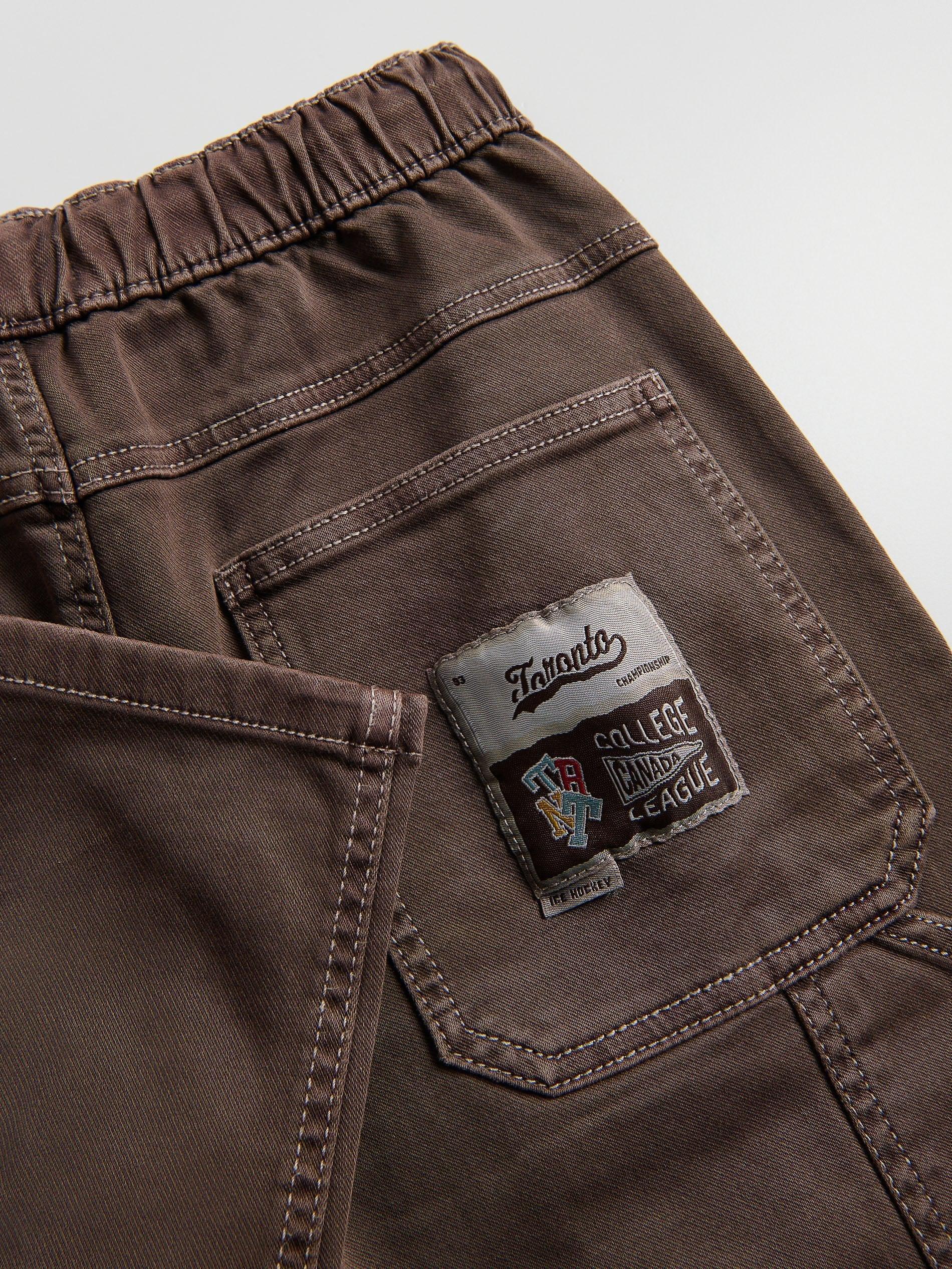 Brown Cotton Trousers With Stitching, Brown, medium