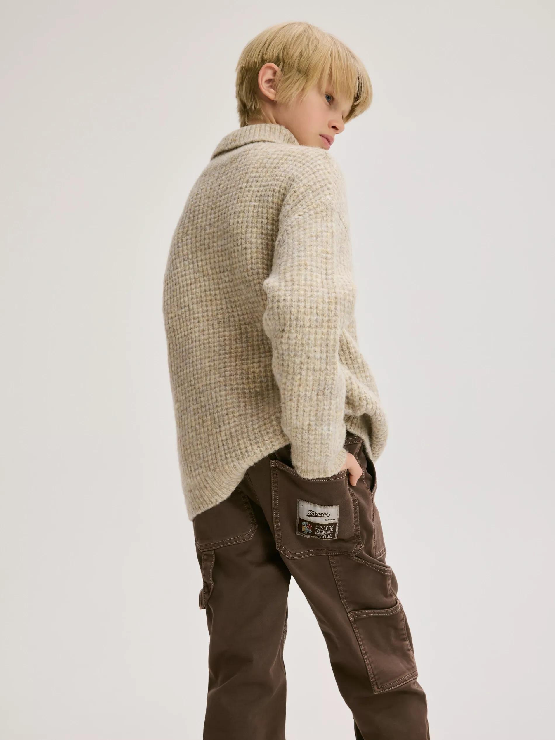 Brown Cotton Trousers With Stitching, Brown, large image number 1