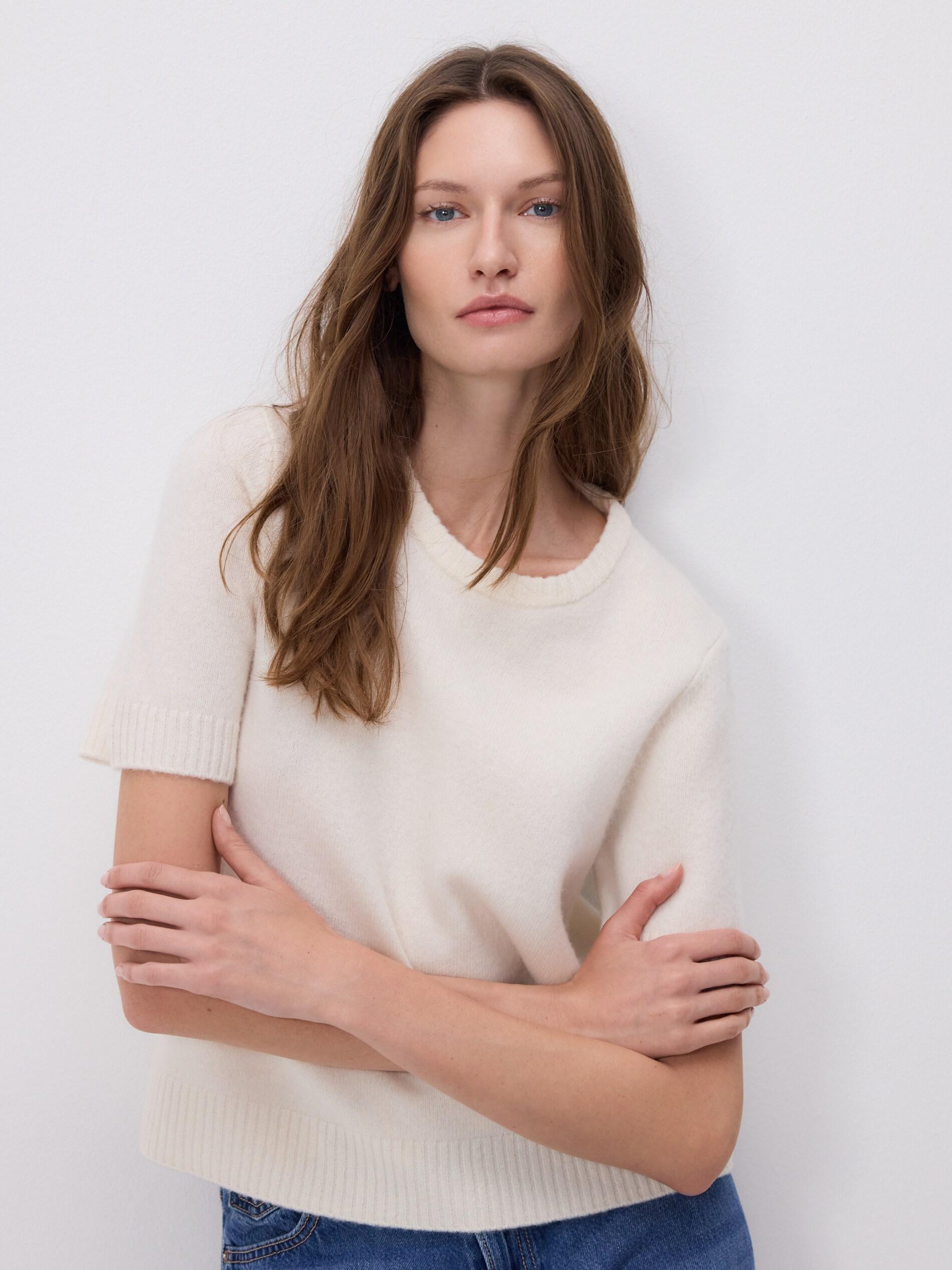 Beige Wool Jumper, Ivory, large image number 0