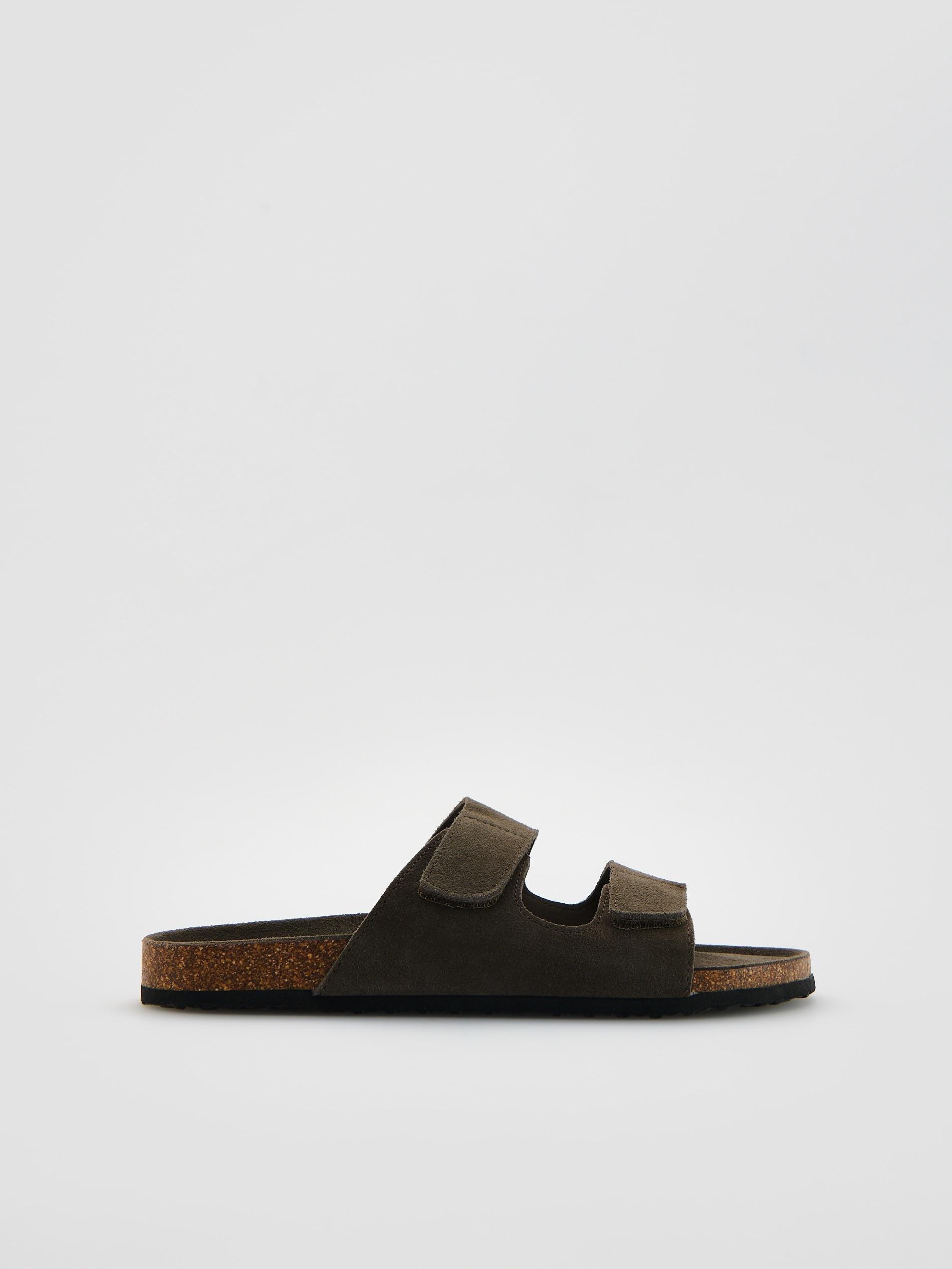 Brown Suede Slides, Brown, large image number 2