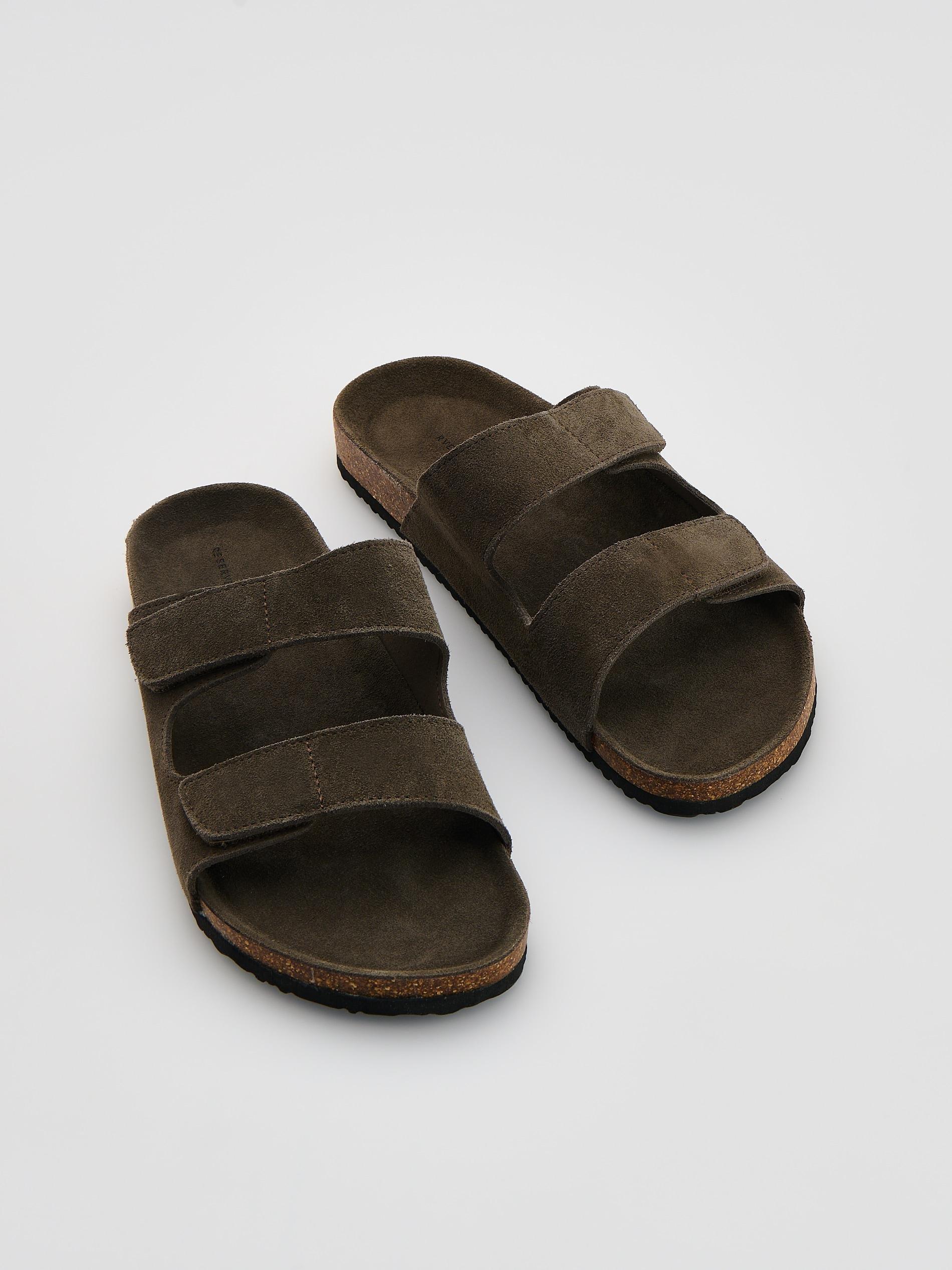Brown Suede Slides, Brown, large image number 3