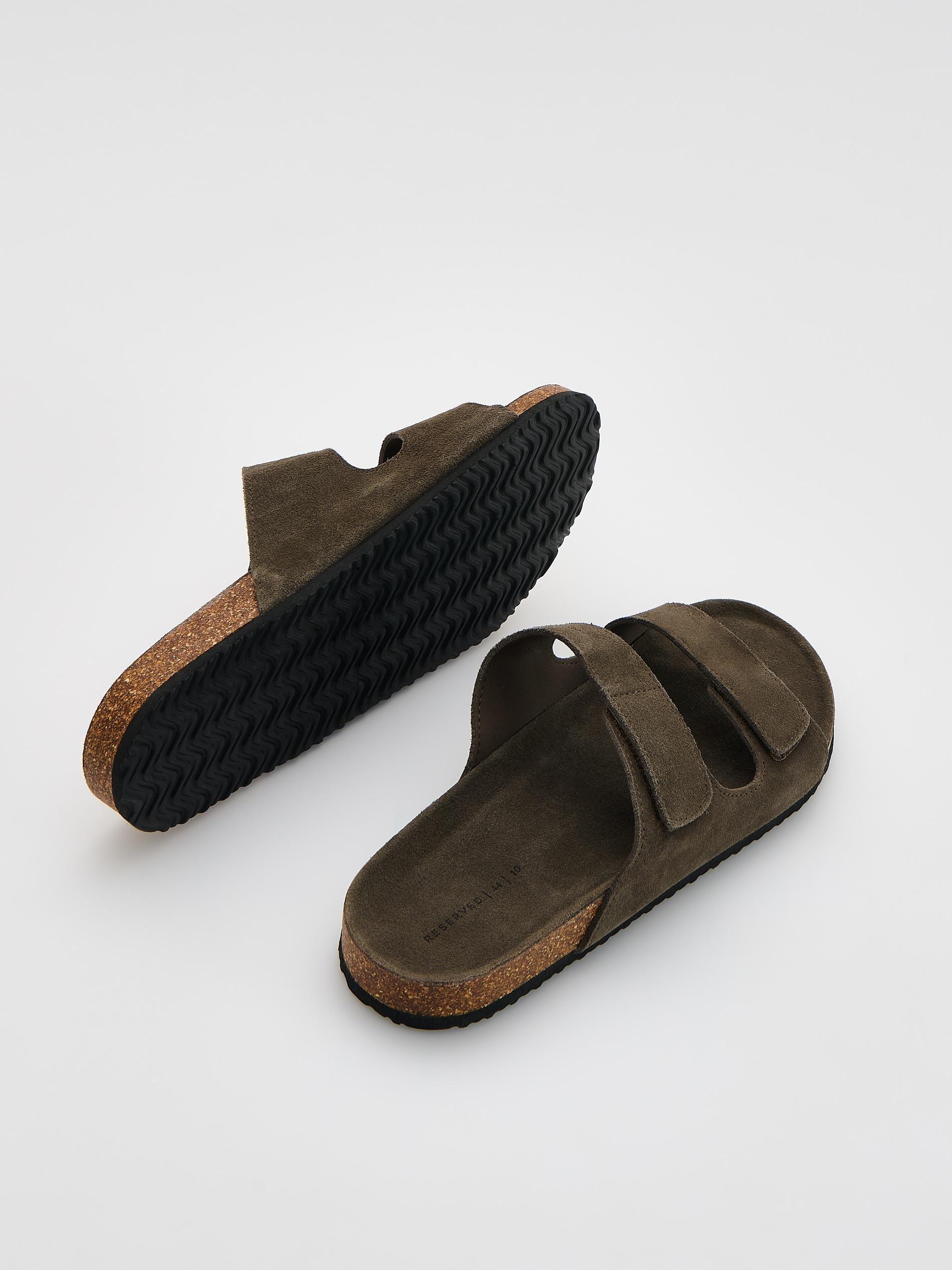 Brown Suede Slides, Brown, large image number 4