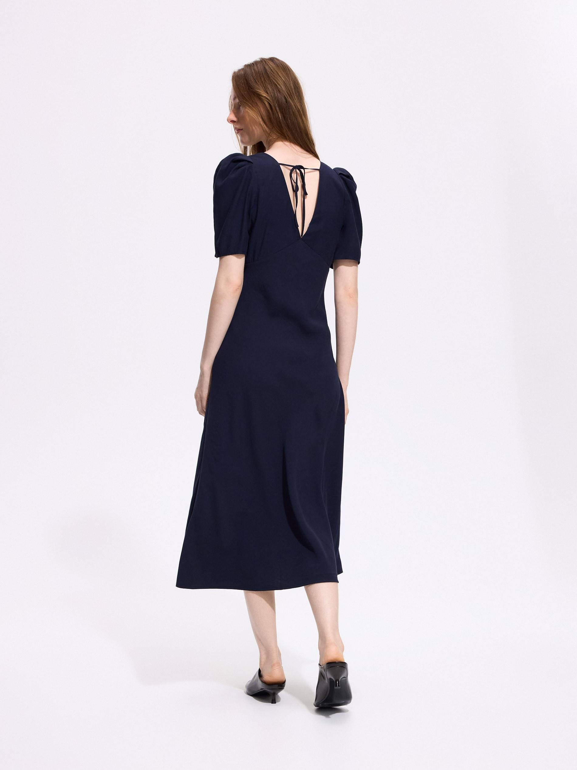 فستان غني بالفيسكوز ميدي كحلي, Navy, large image number 2