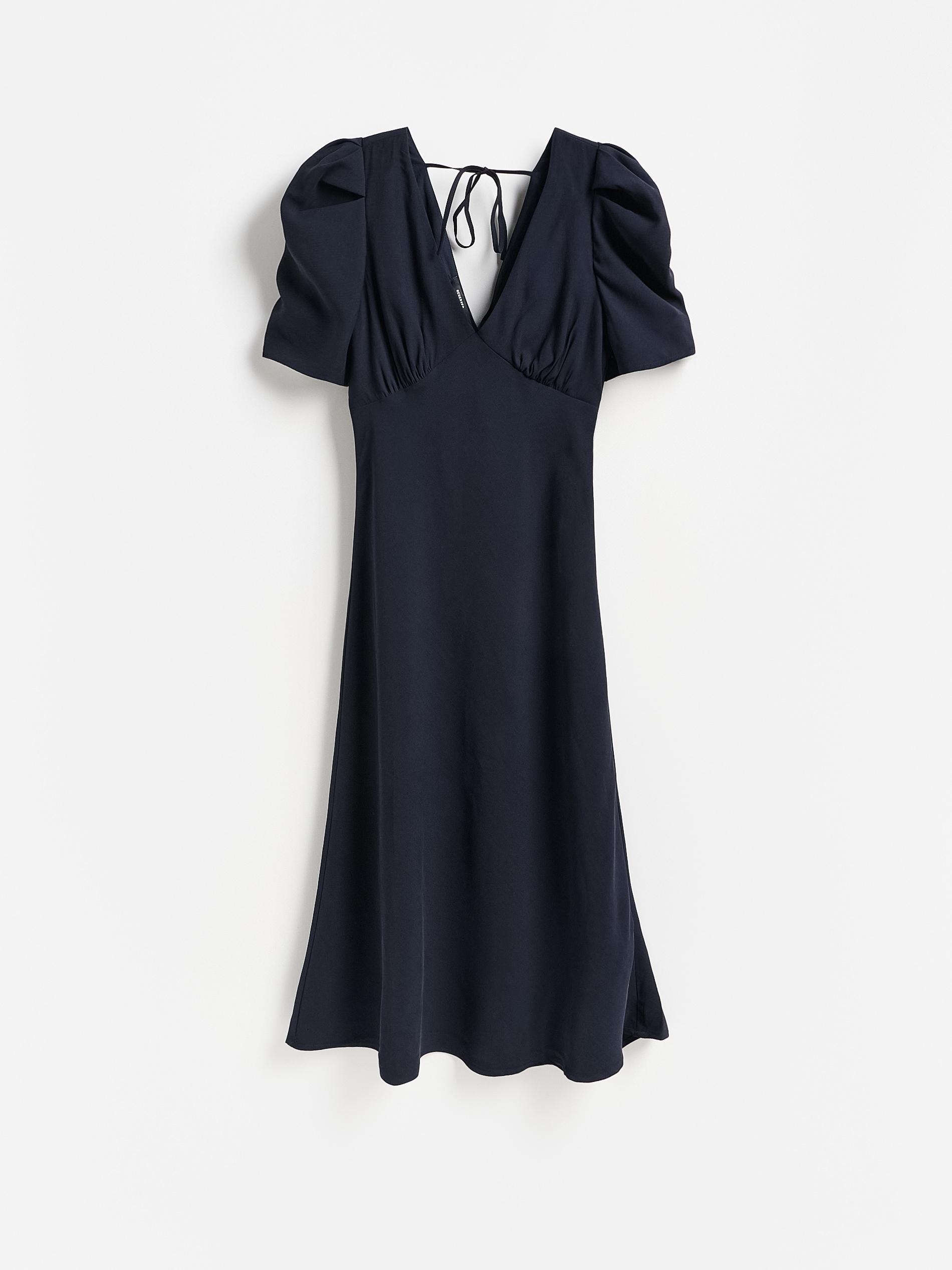 Navy Viscose Rich Midi Dress, Navy, large image number 4