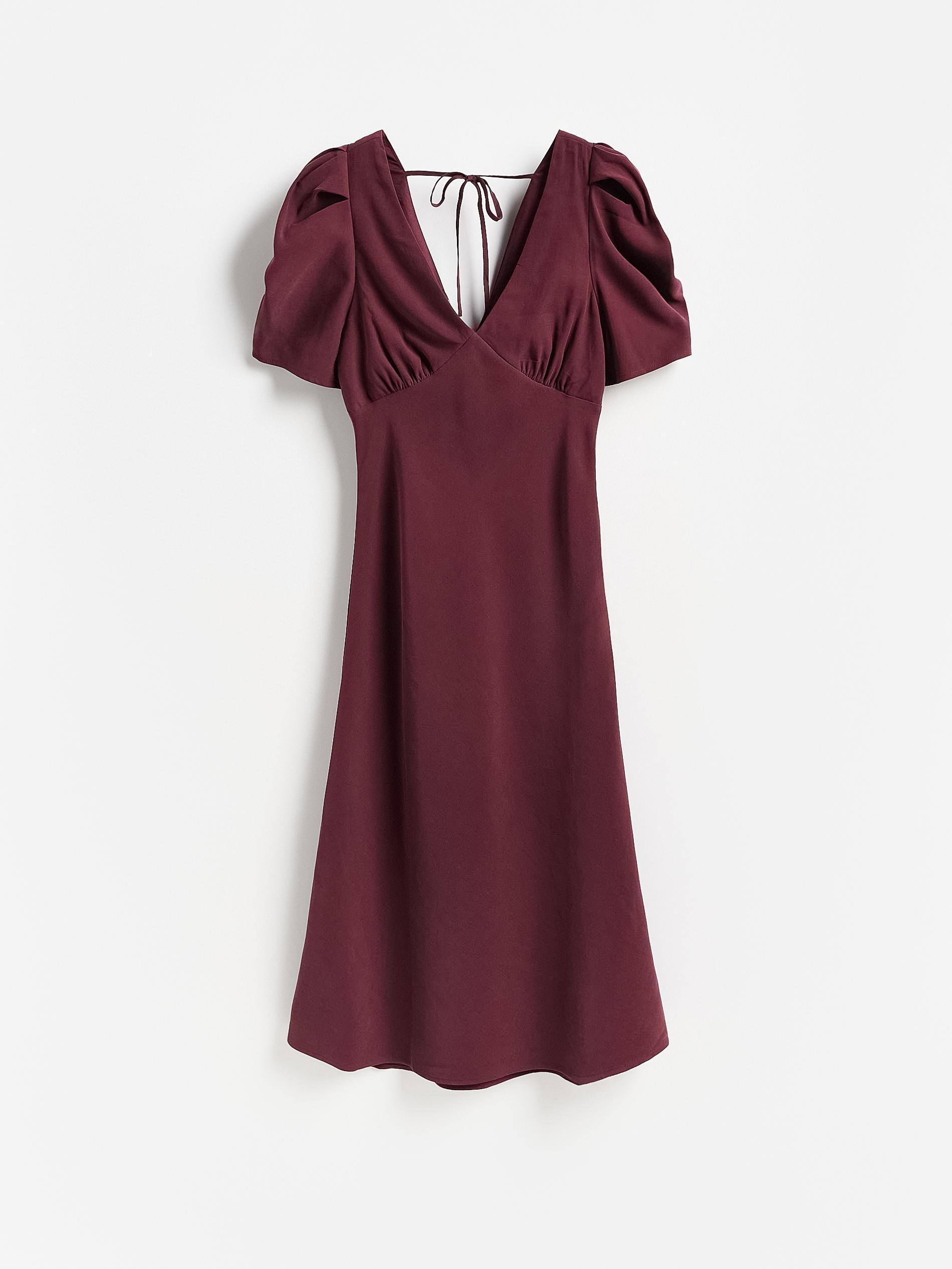 فستان غني بالفيسكوز ميدي أحمر, Burgundy, large image number 4