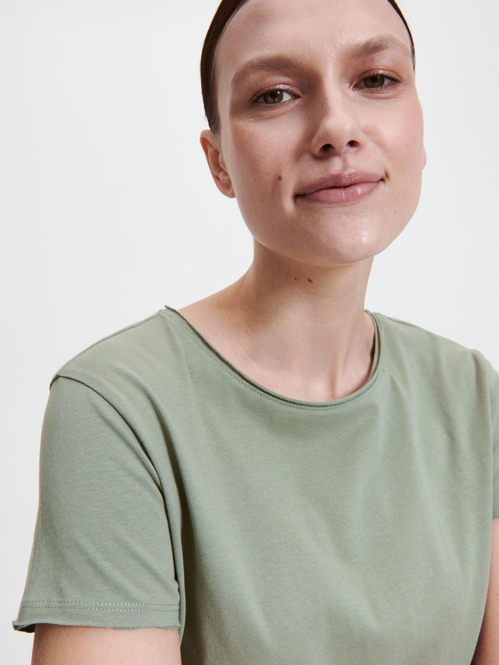 Khaki Round Neck Cotton T-Shirt, , large image number 2