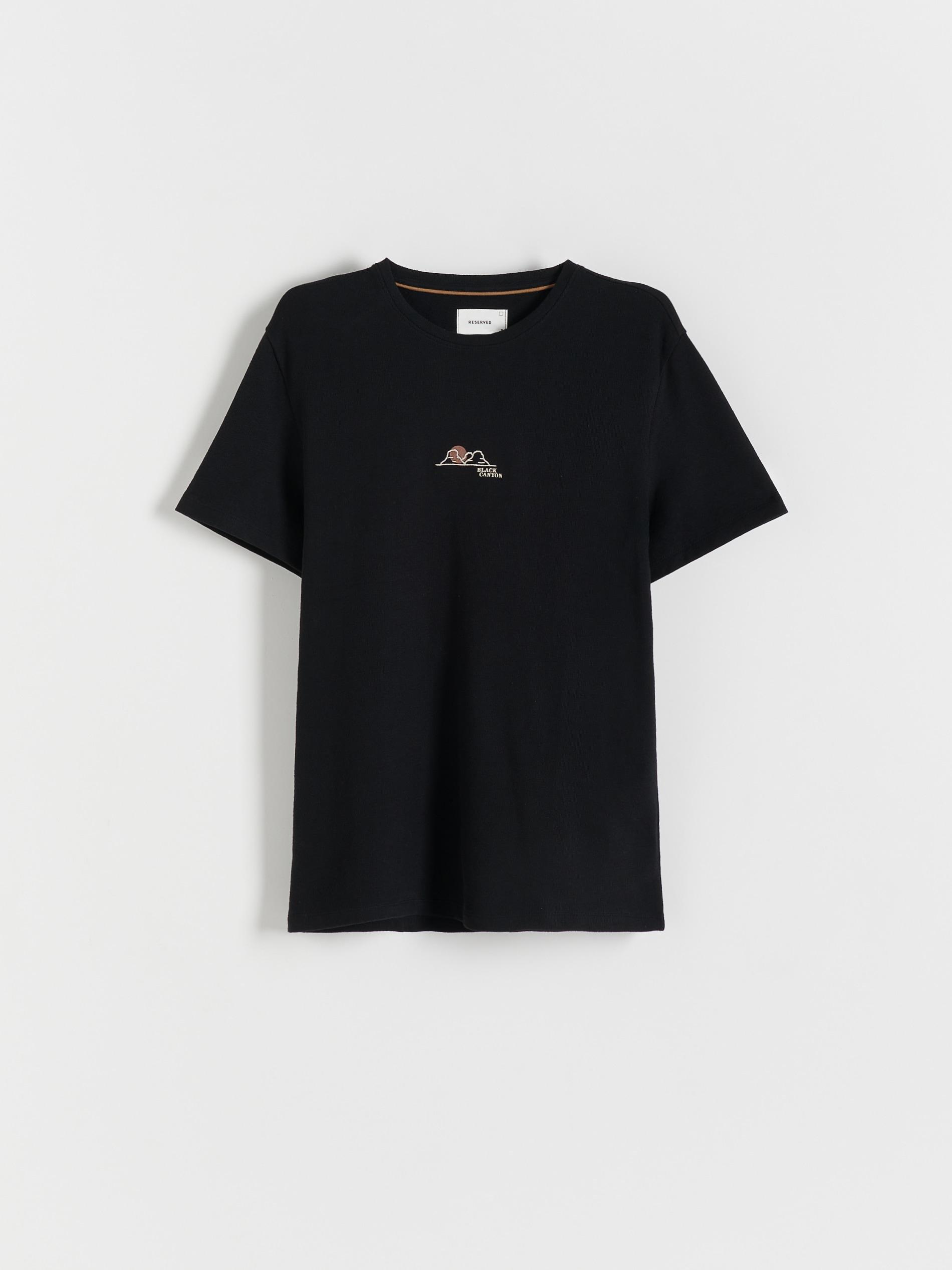 Black Cotton Embroidery T-Shirt, , large image number 3