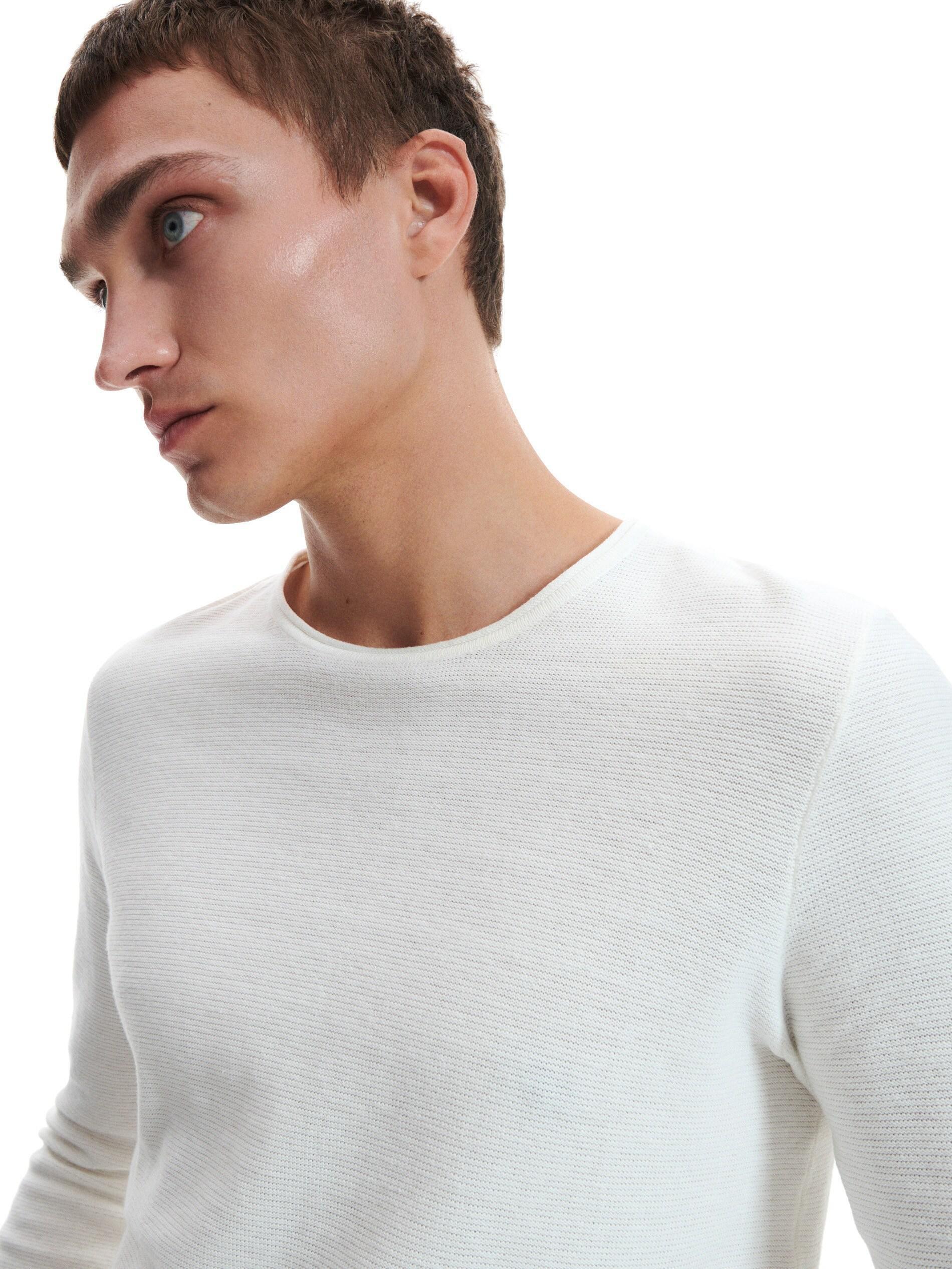 White Fitted Rib Knit Jumper, , large image number 1
