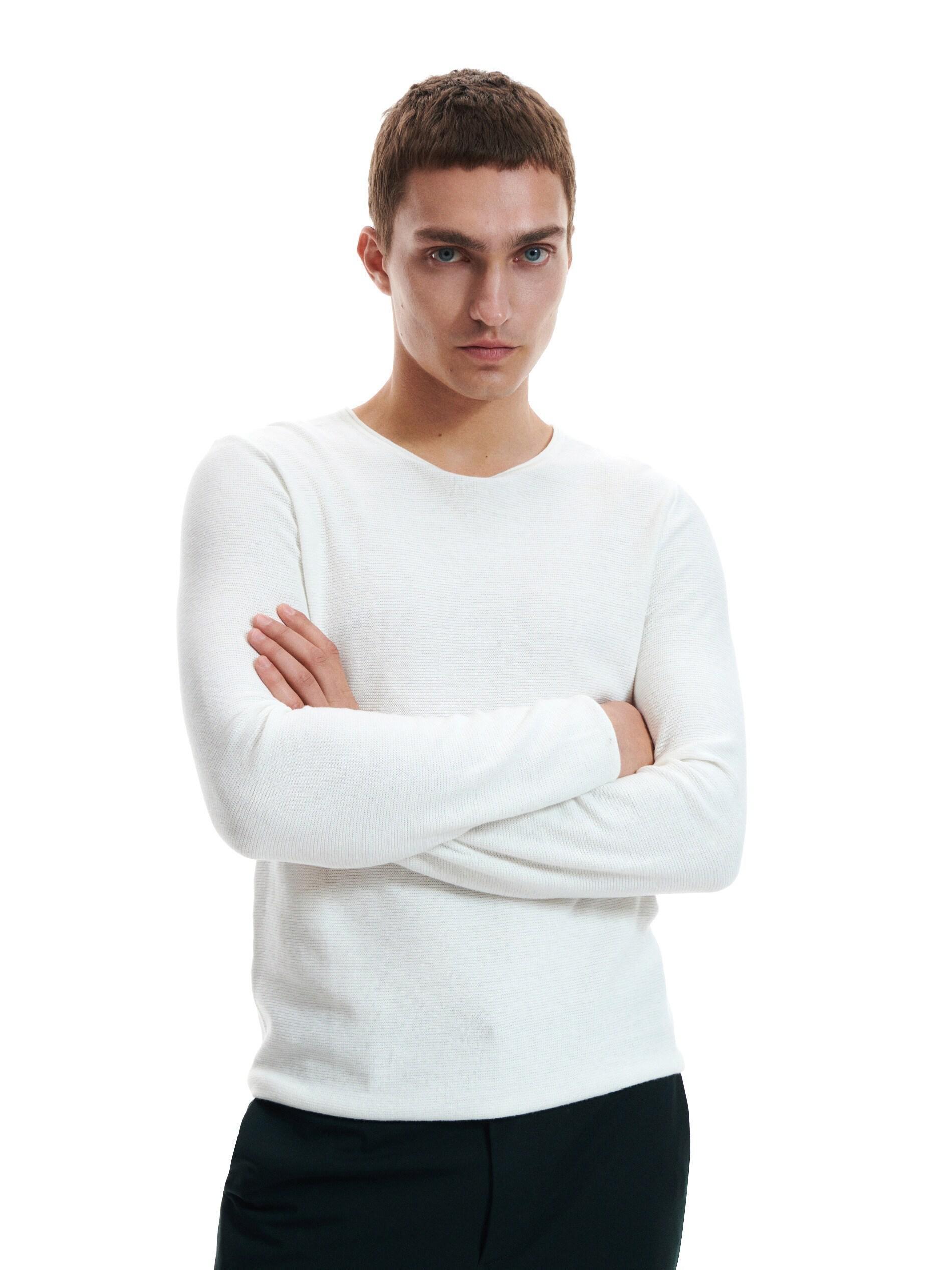 White Fitted Rib Knit Jumper, , large image number 2