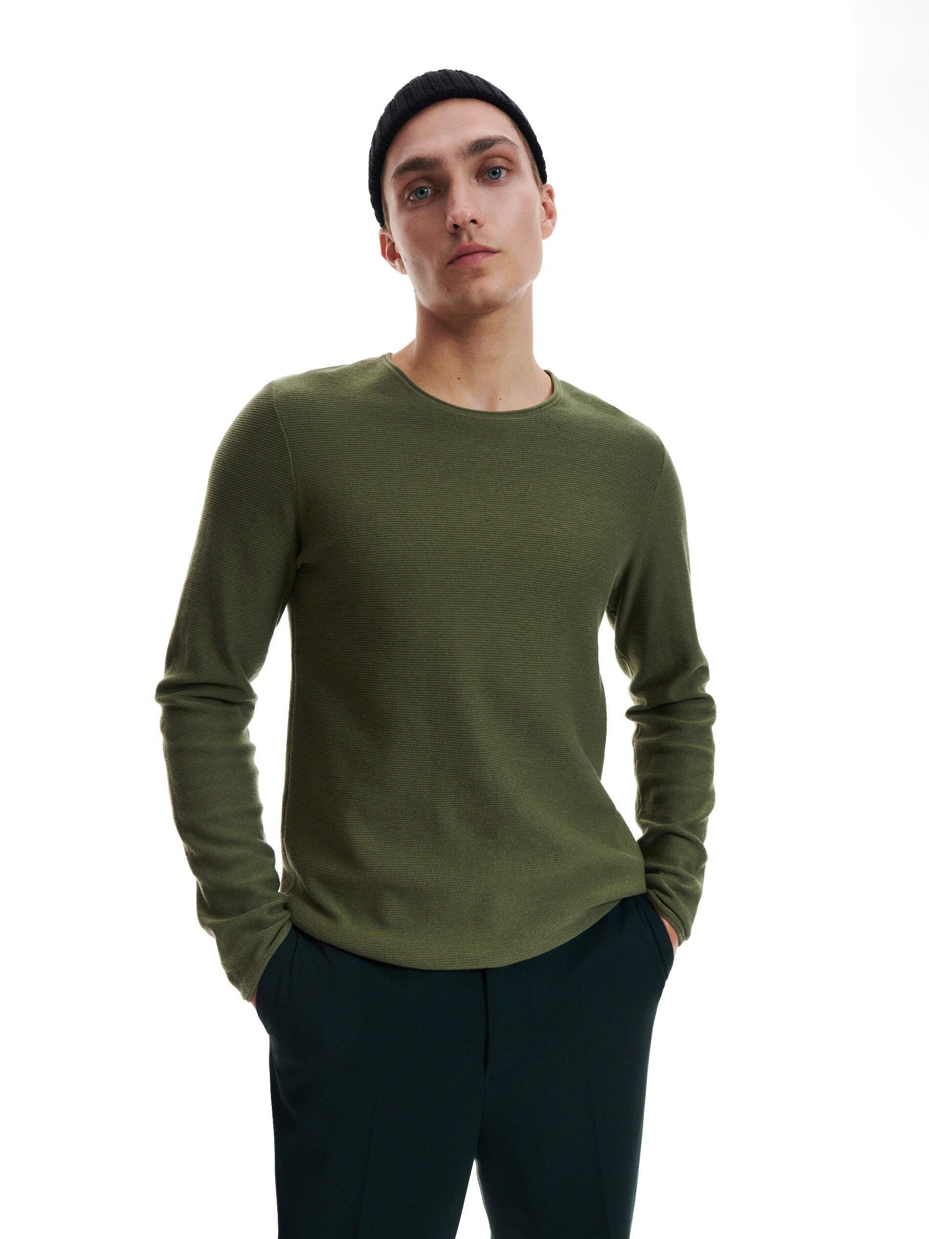 Green Fitted Rib Knit Jumper, , large image number 1