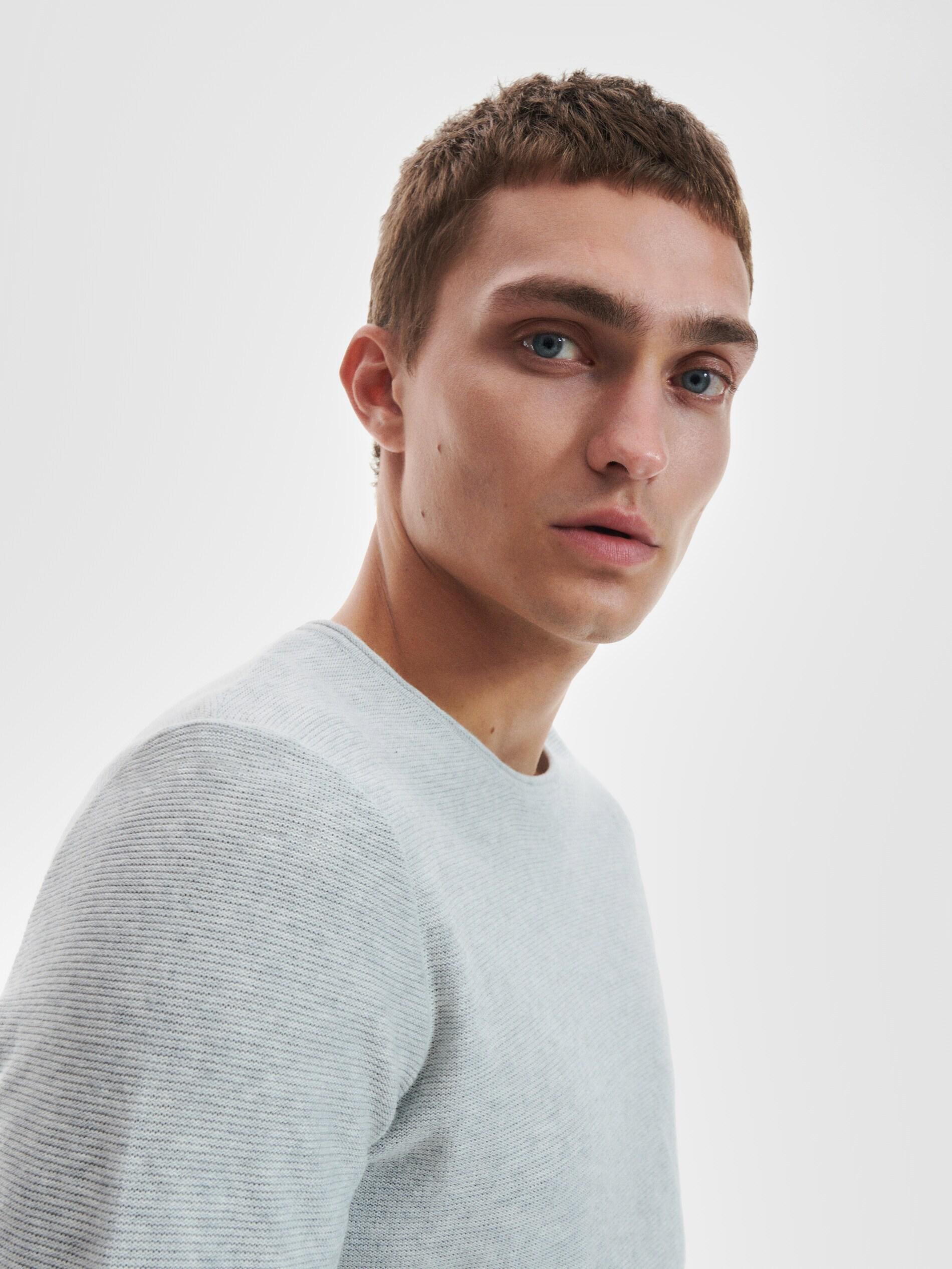 Grey Fitted Rib Knit Jumper, , large image number 0