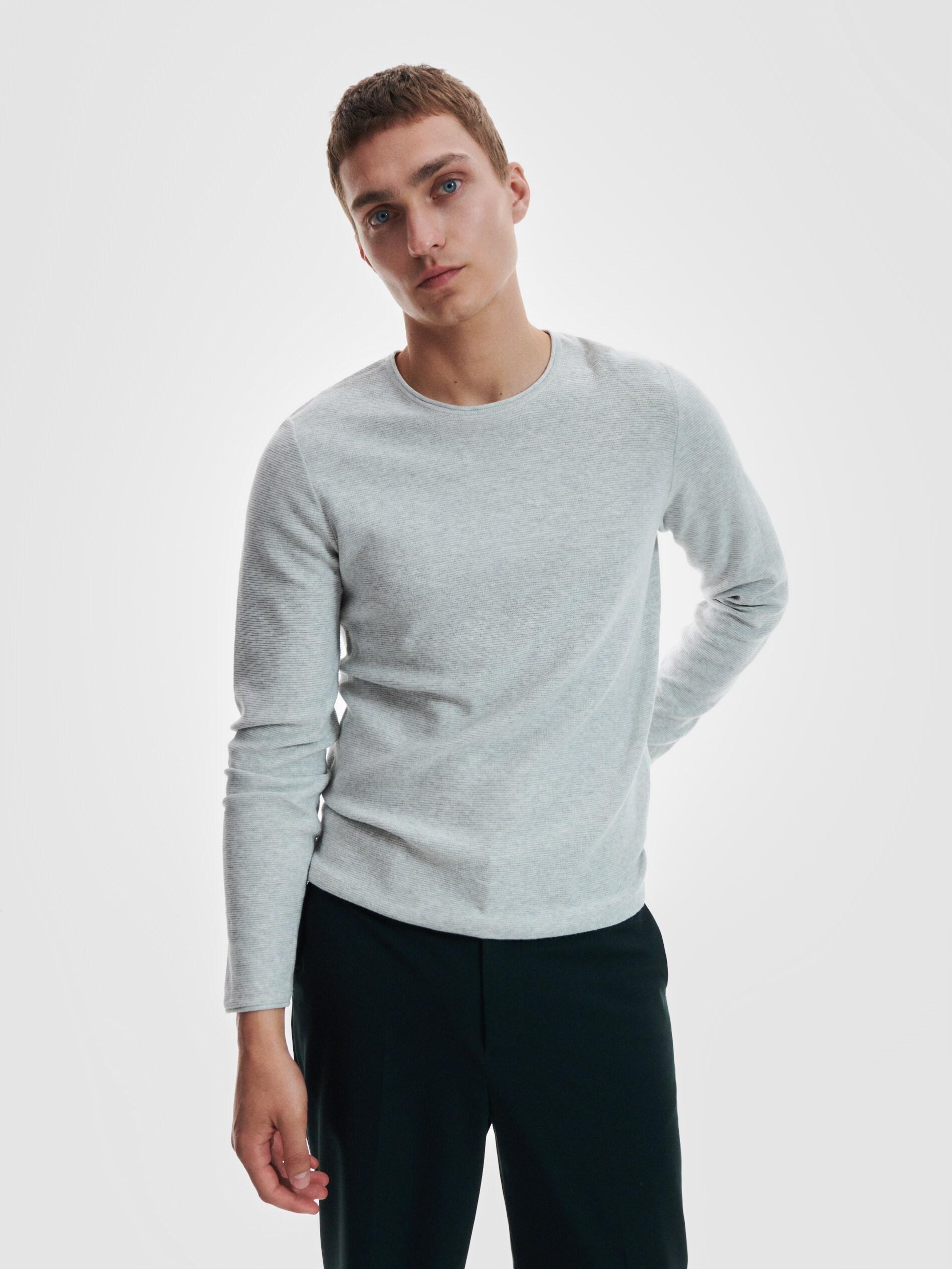 Grey Fitted Rib Knit Jumper, , large image number 2